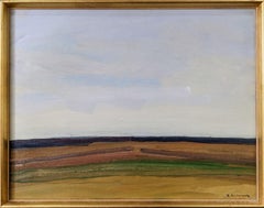 Vintage Mid-Century Modern Swedish Landscape Oil Painting - Into the Horizon