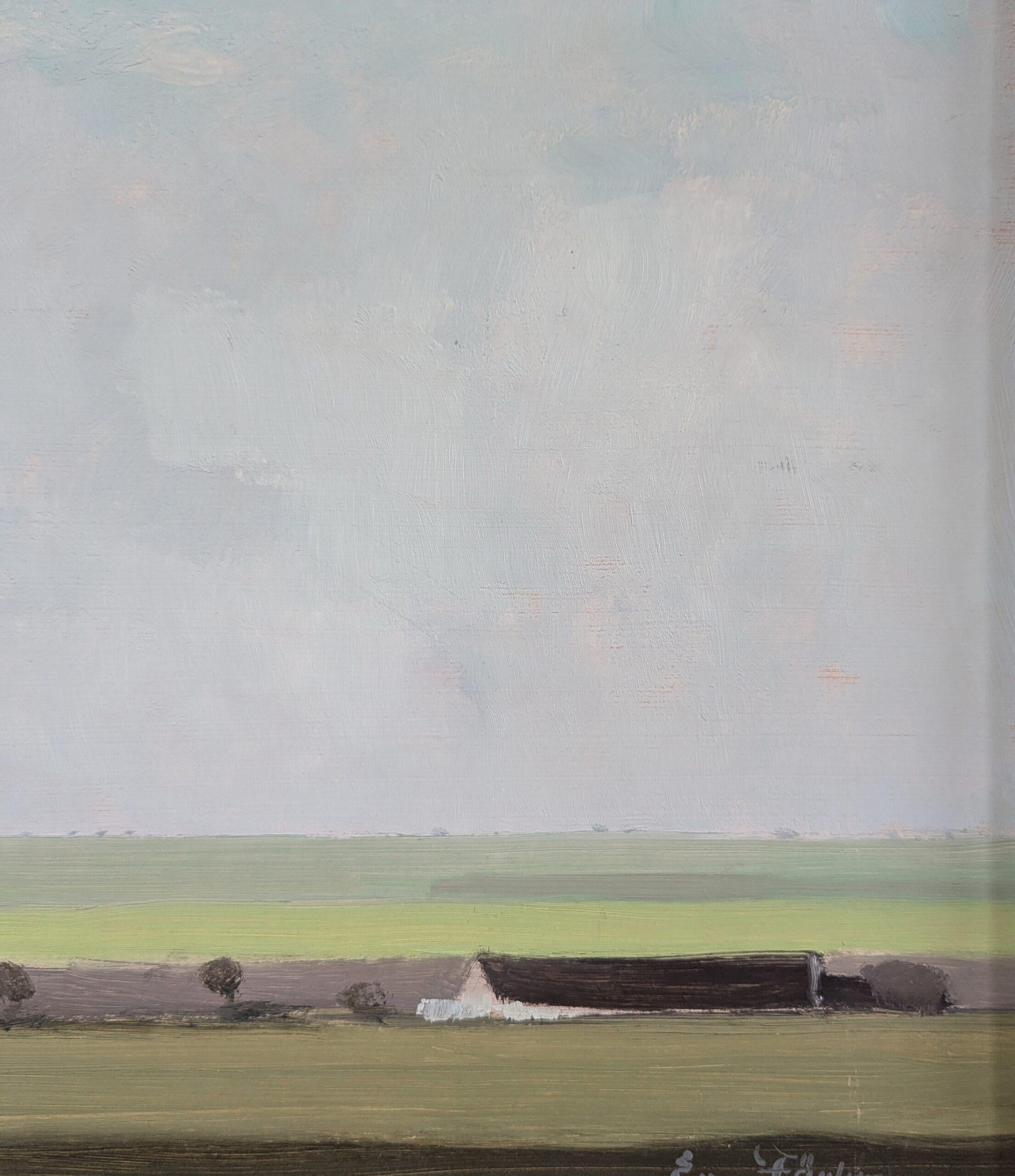 Vintage Mid-Century Modern Swedish Landscape Oil Painting - The Plain 9