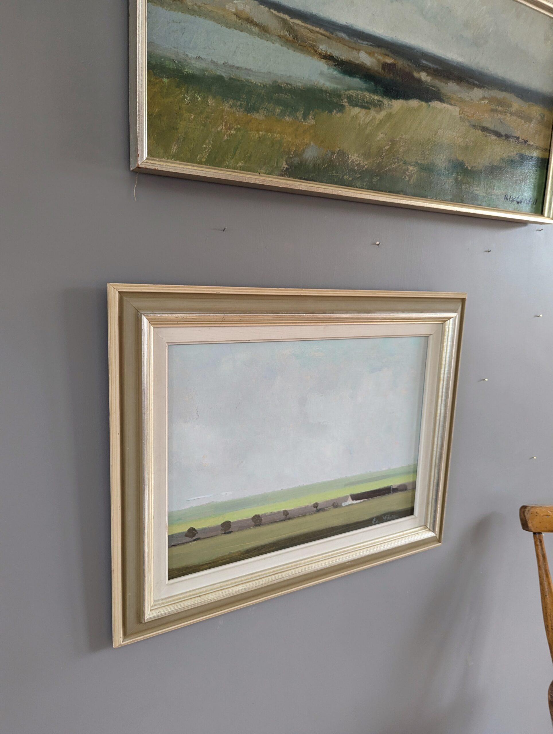 Vintage Mid-Century Modern Swedish Landscape Oil Painting - The Plain 2