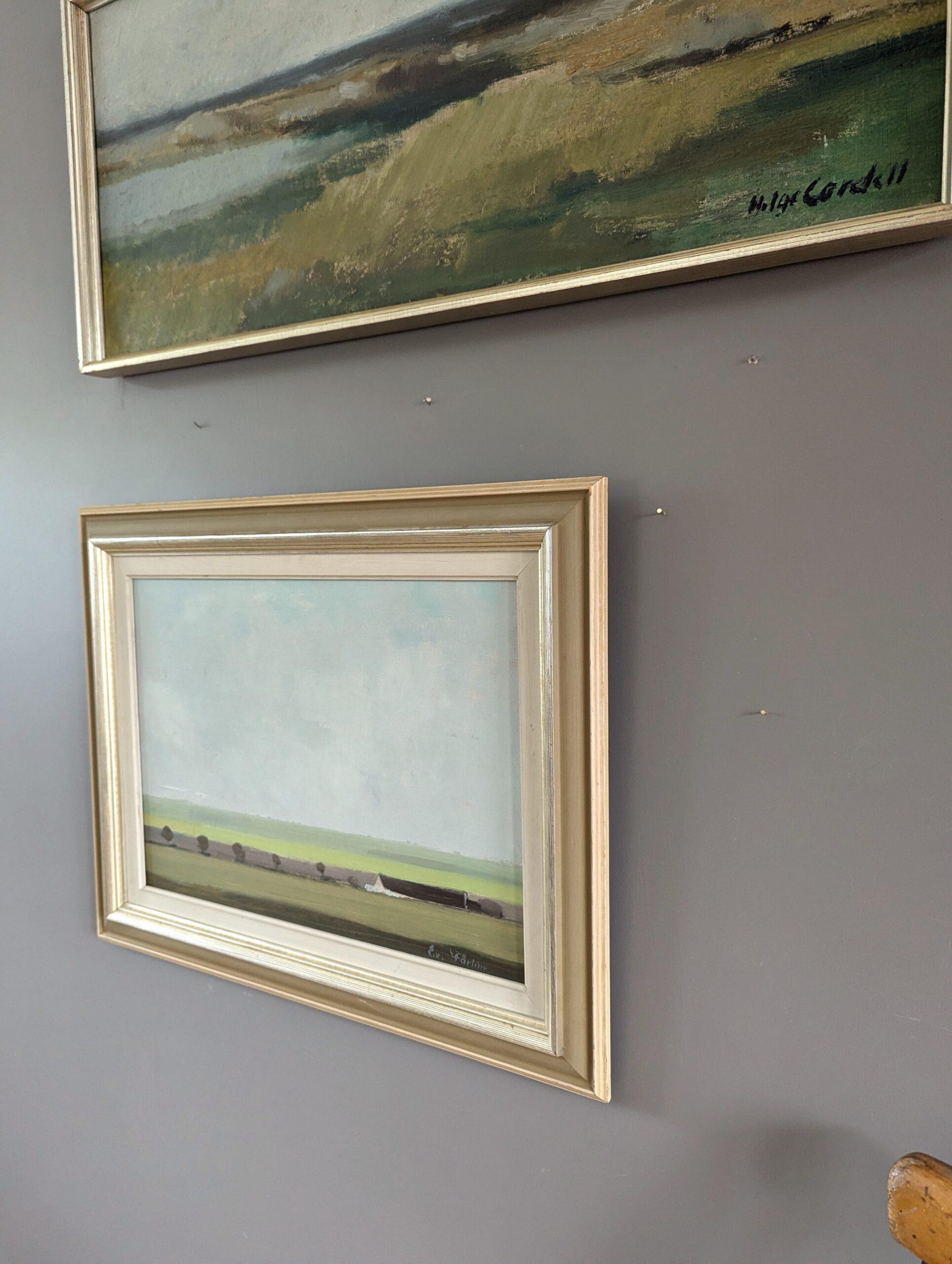 Vintage Mid-Century Modern Swedish Landscape Oil Painting - The Plain 3
