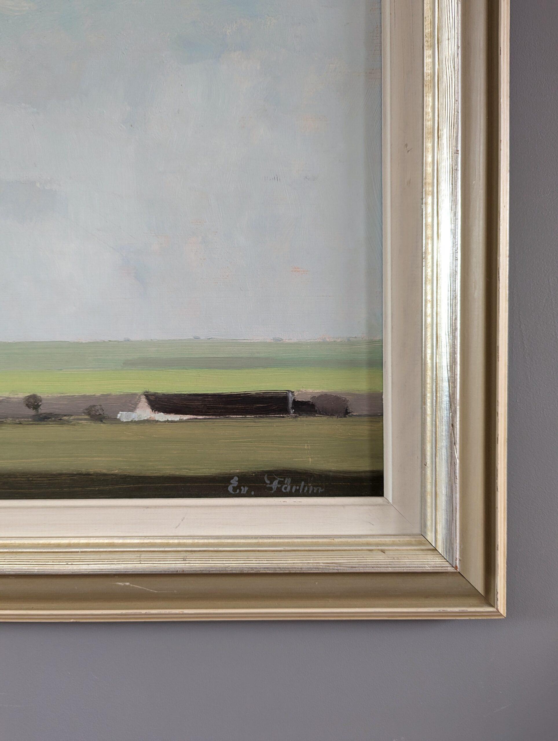 Vintage Mid-Century Modern Swedish Landscape Oil Painting - The Plain 6