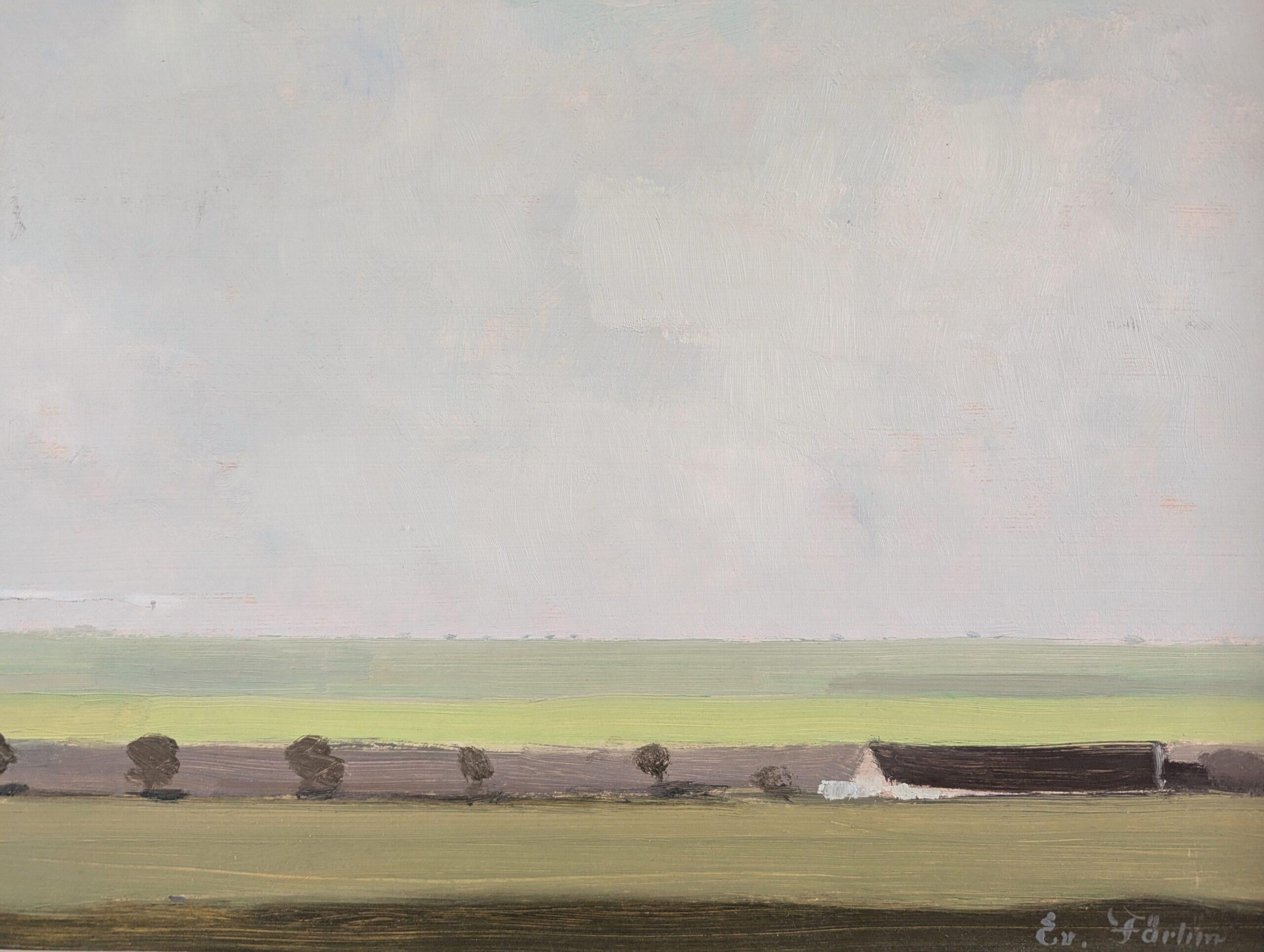 Vintage Mid-Century Modern Swedish Landscape Oil Painting - The Plain 7