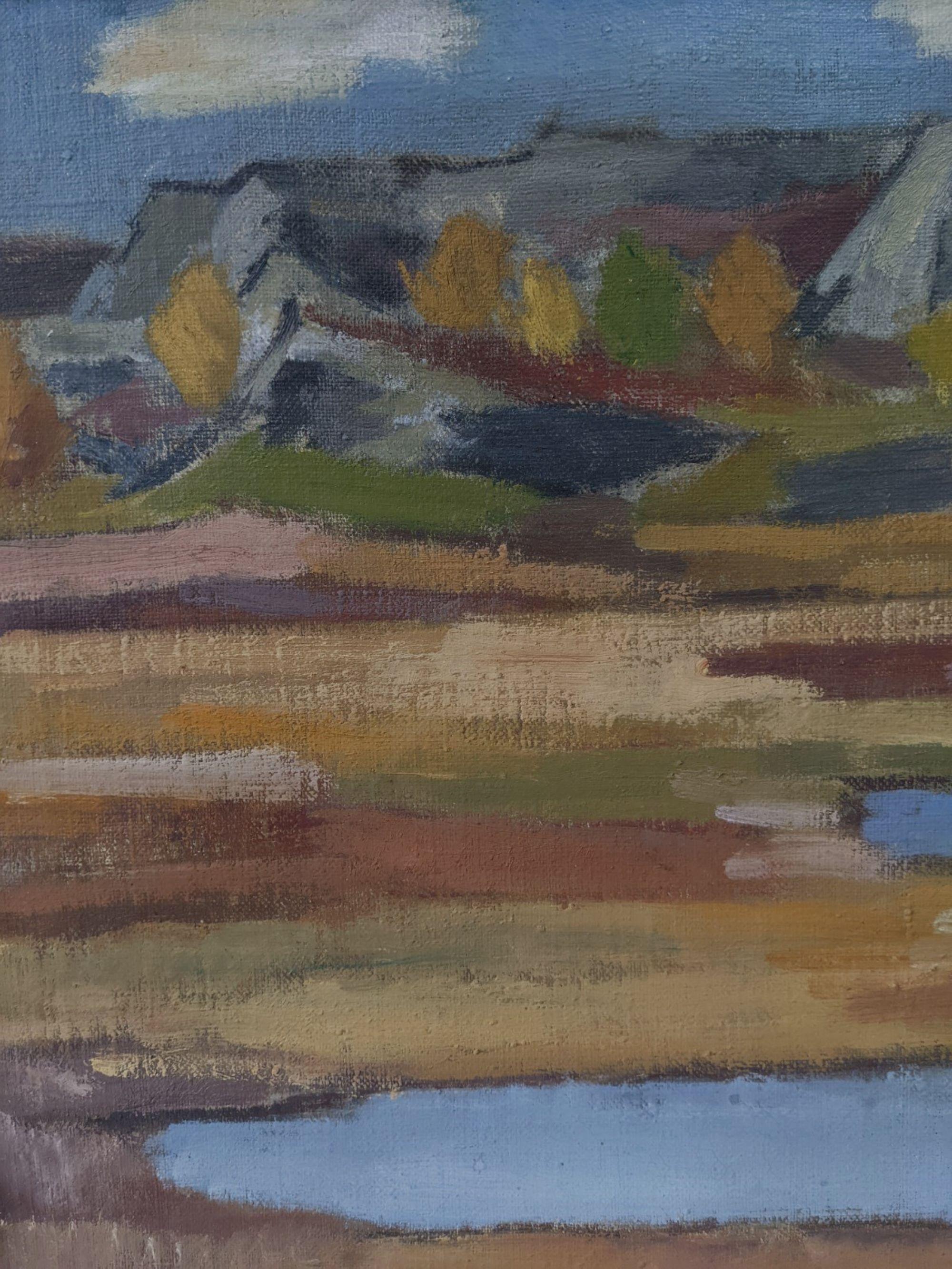 Vintage Mid-Century Modern Swedish Landscape 