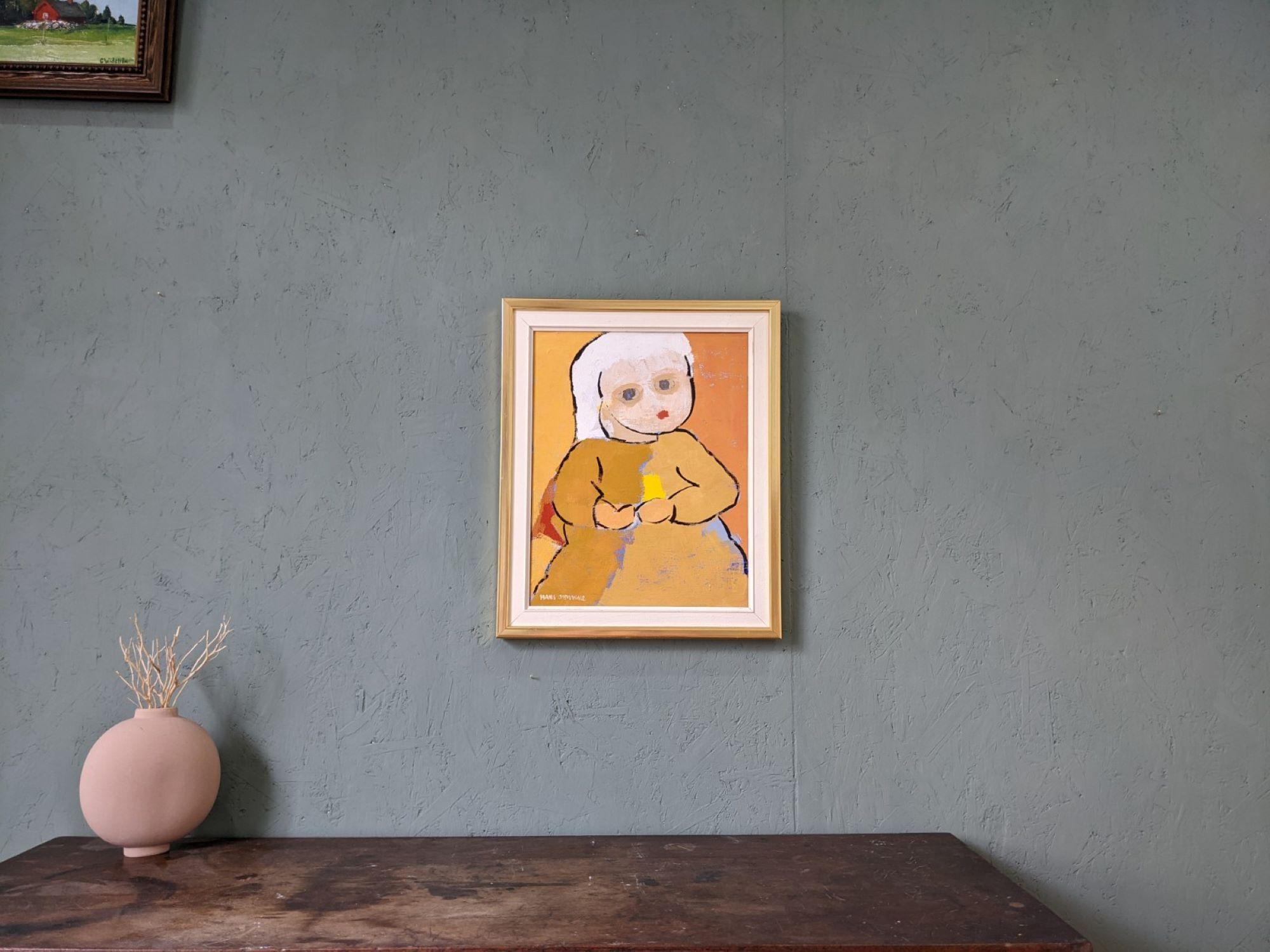 POPPET
Size: 45 x 37 cm (including frame)
Oil on canvas

A very striking modernist figurative oil portrait by Swedish painter Hans Osswald (1919-1983), whose works have been exhibited at the National Museum in Stockholm, Malmö Museum as well as The