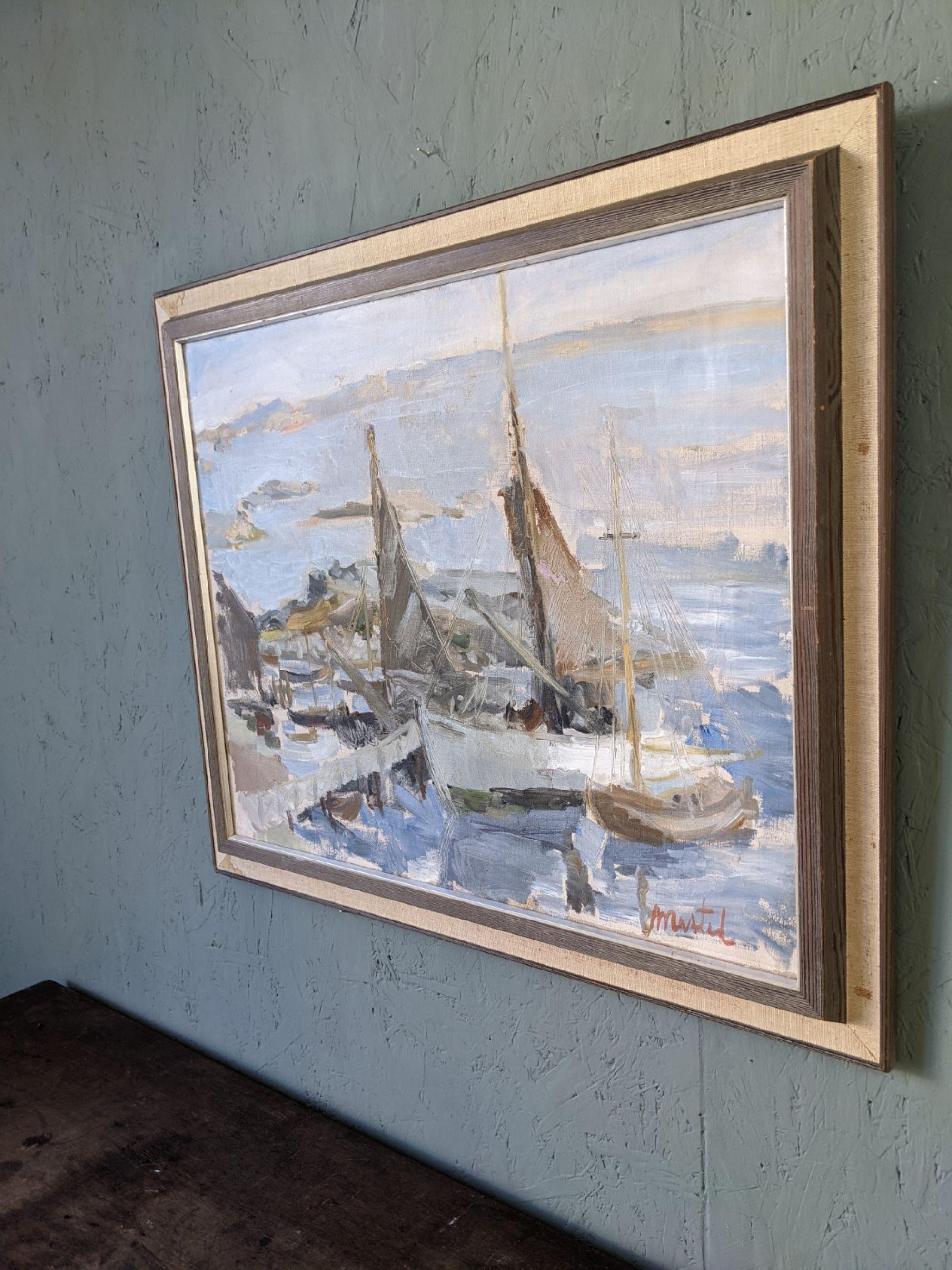 BARCHE DELL'ARCIPELAGO
Dimensioni: 54 x 64 cm (cornice inclusa)
Olio su tela

Una composizione di paesaggio marino costiero di metà secolo molto ben eseguita, dipinta a olio su tela.

Eseguito in modo semi-astratto, il dipinto presenta un arcipelago