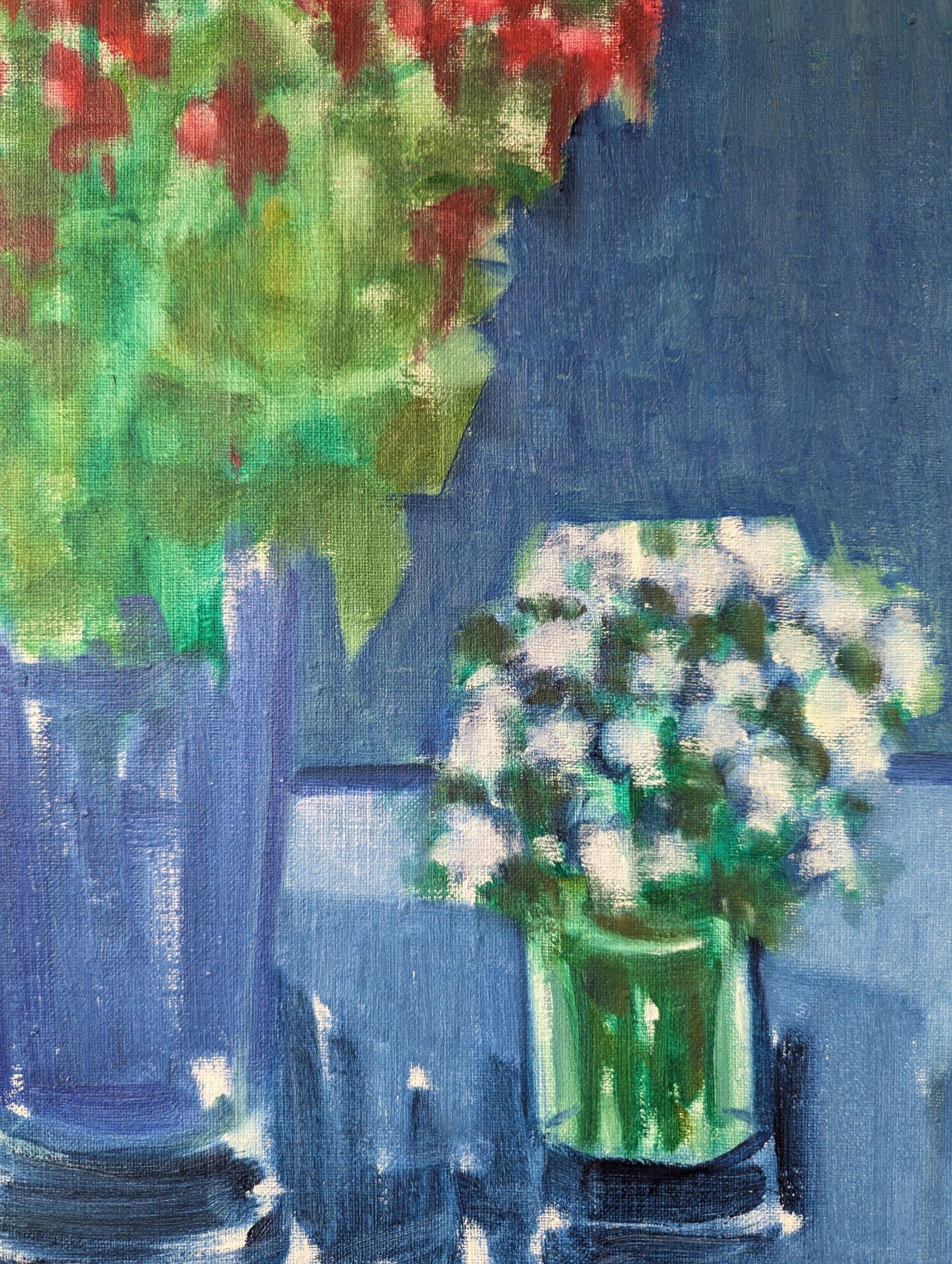 Pittura ad olio d'epoca con natura morta svedese della metà del secolo scorso - Floreale by Blue in vendita 5