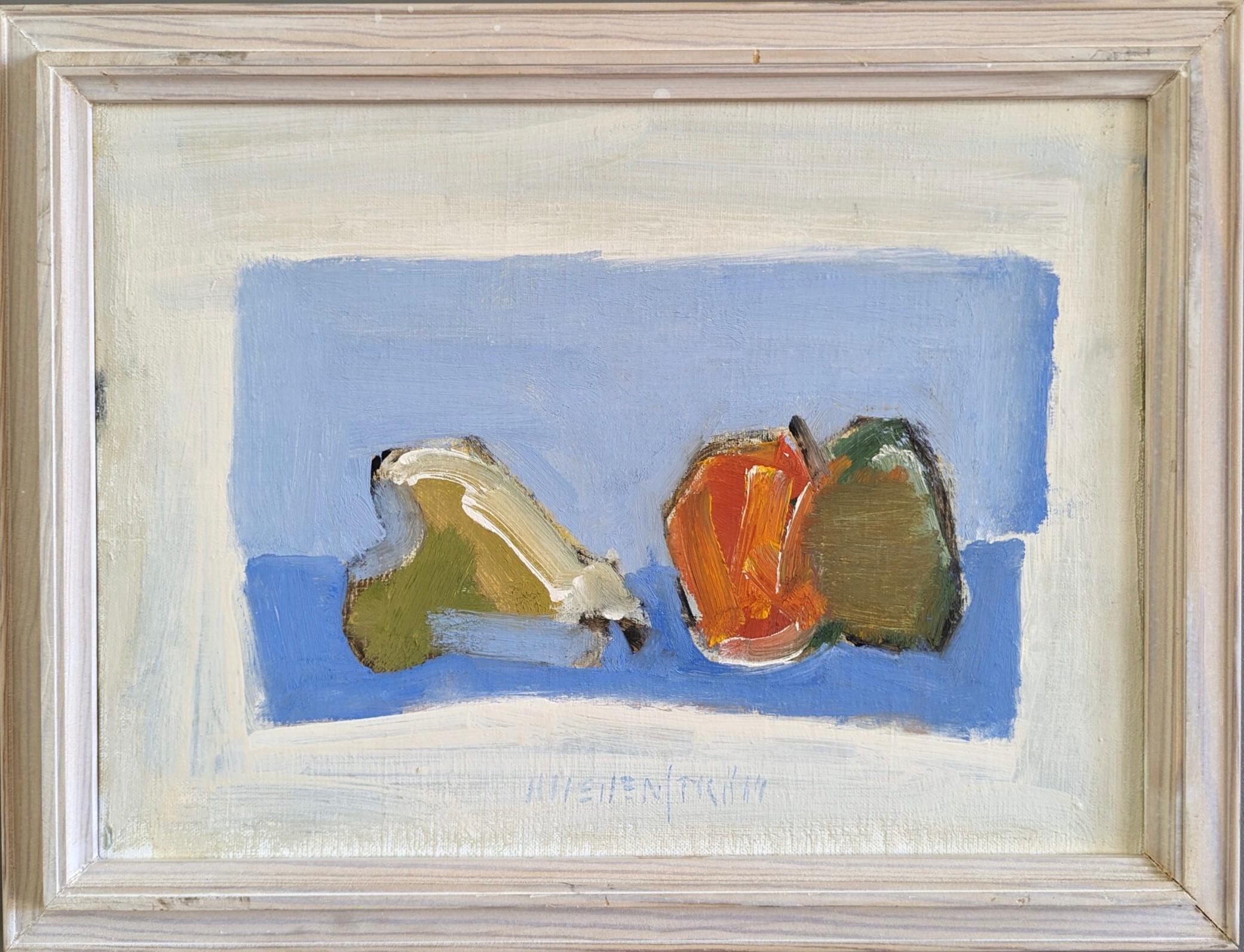 Unknown Still-Life Painting - Vintage Mid-Century Modern Swedish Still Life Oil Painting - Fruit Frame