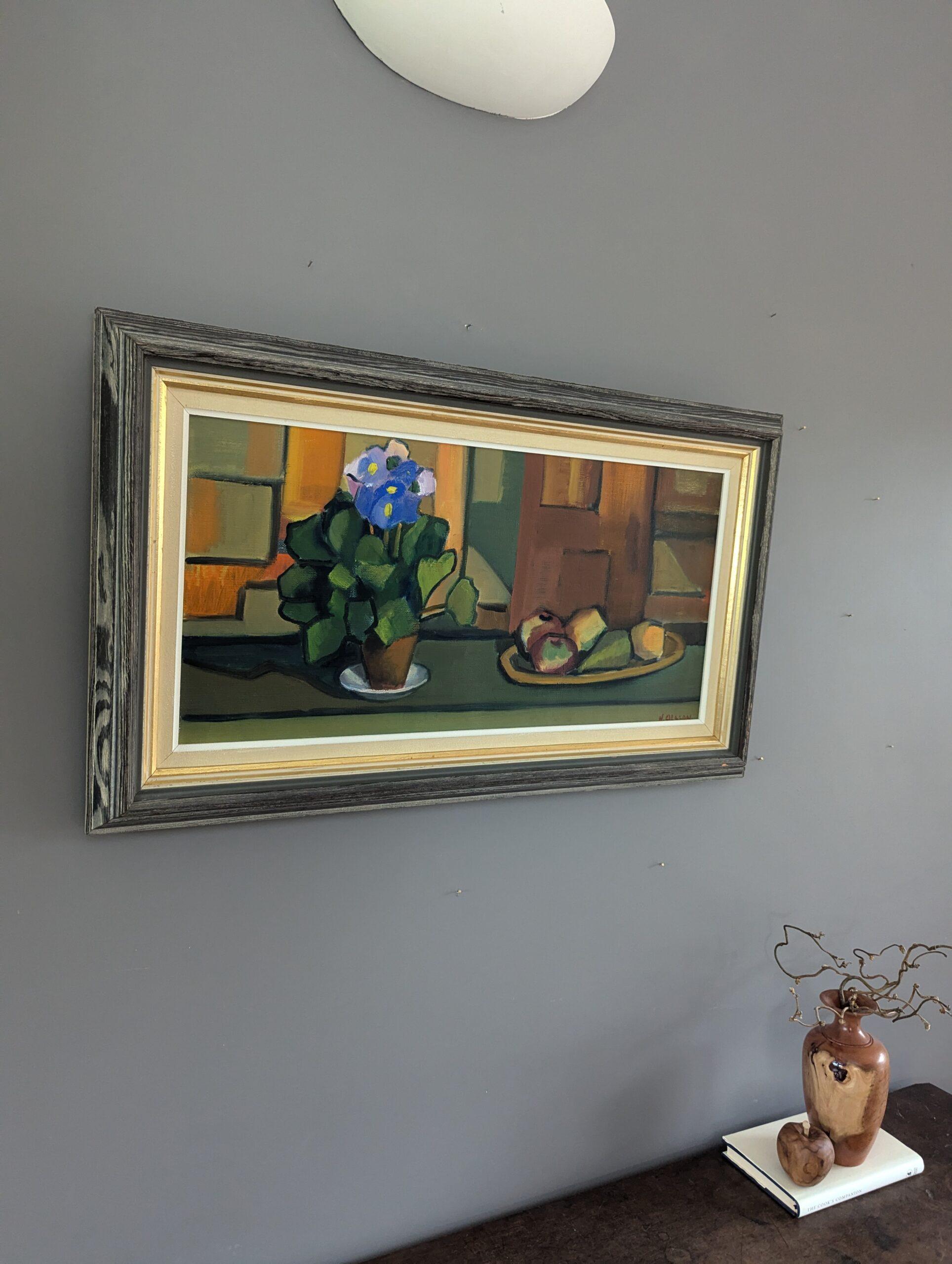 Vintage Mid-Century Modern Swedish Still Life Oil Painting - Vibrant Still Life 2