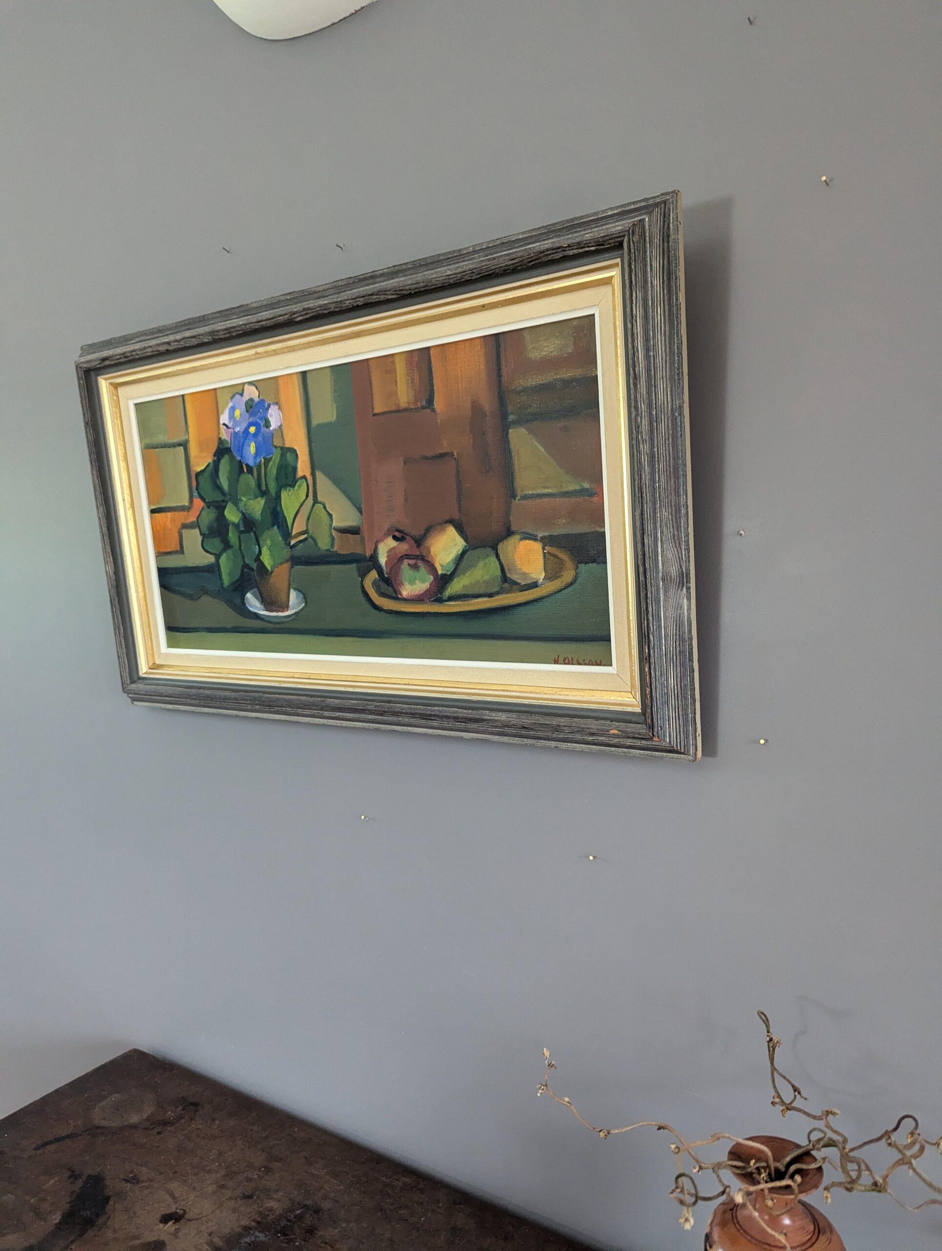 Vintage Mid-Century Modern Swedish Still Life Oil Painting - Vibrant Still Life 3