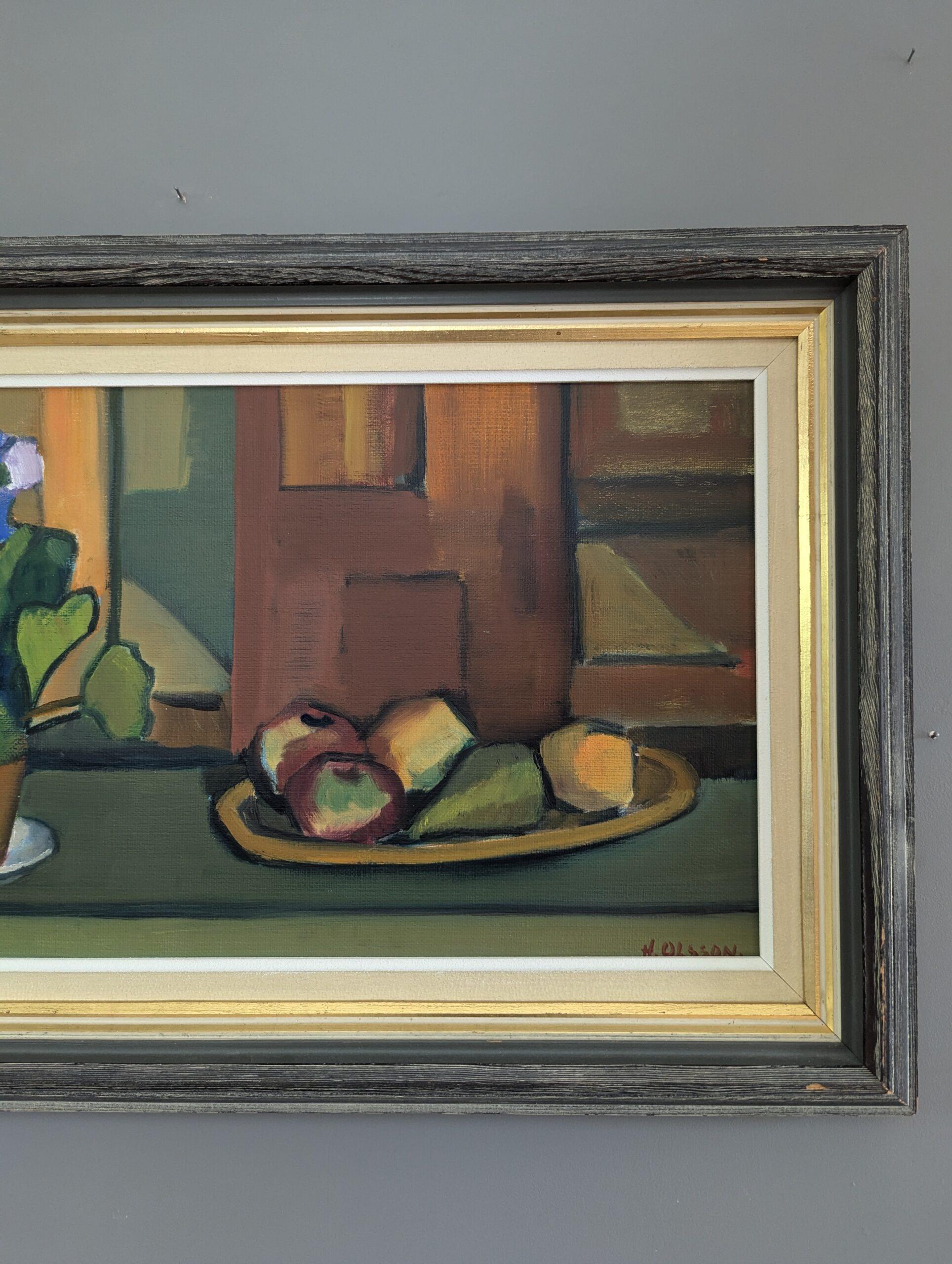 Vintage Mid-Century Modern Swedish Still Life Oil Painting - Vibrant Still Life 7