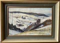 Vintage Mid-Century Modern Winter Landscape, Framed Oil Painting - Winter Views