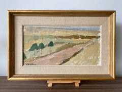 Vintage Mid-Century Modernist Framed Abstract Landscape Oil Painting - Terrain