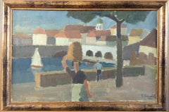 Vintage-Ölgemälde, Original-Landschaftsgemälde, Mid-Century Modern, Vintage
