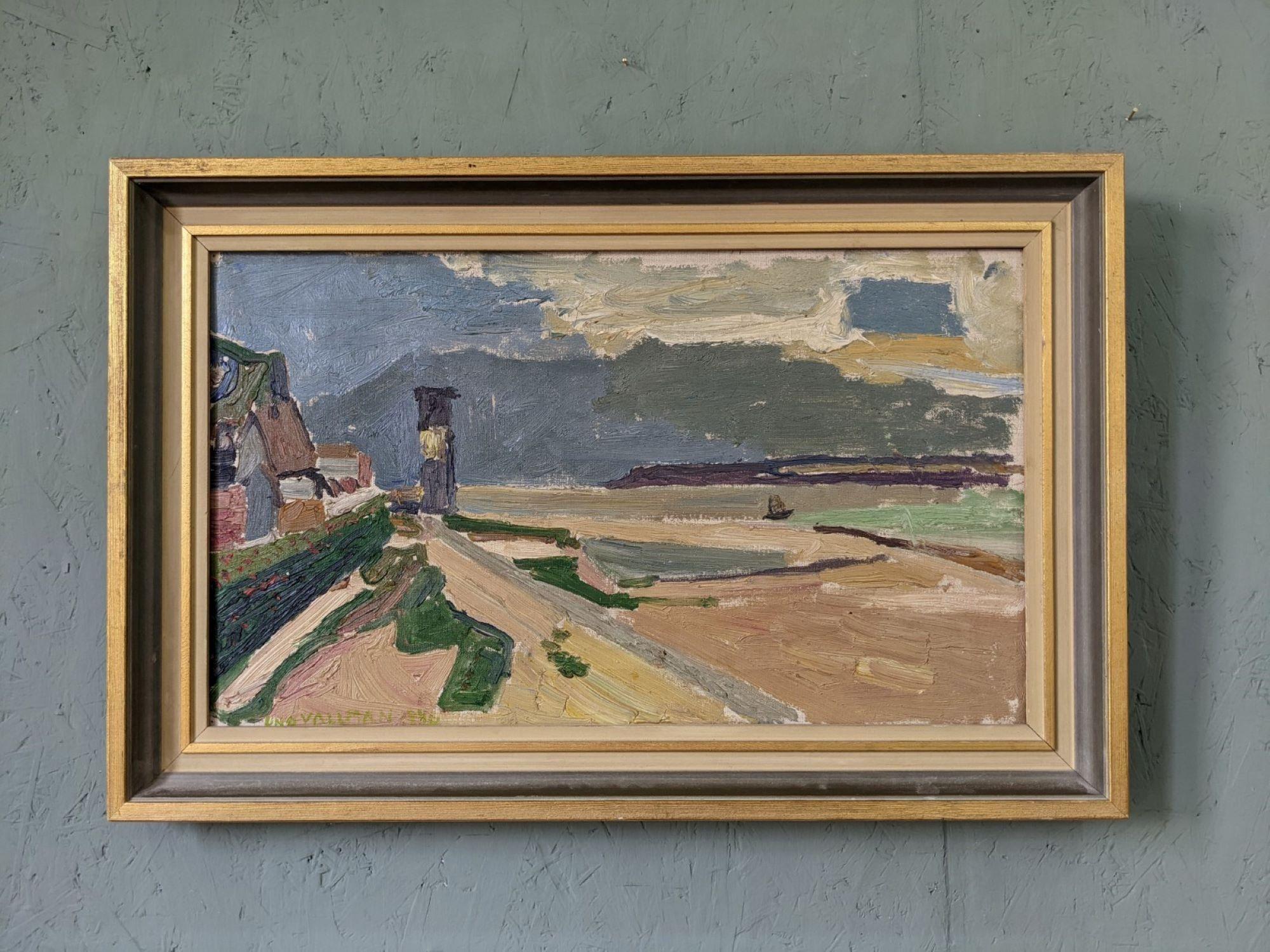 Pintura al óleo costera sueca modernista vintage de mediados de siglo - Serenidad de marea baja - Painting de Unknown