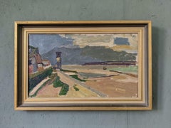 Vintage Mid-Century Modernist Swedish Coastal Oil Painting - Low Tide Serenity