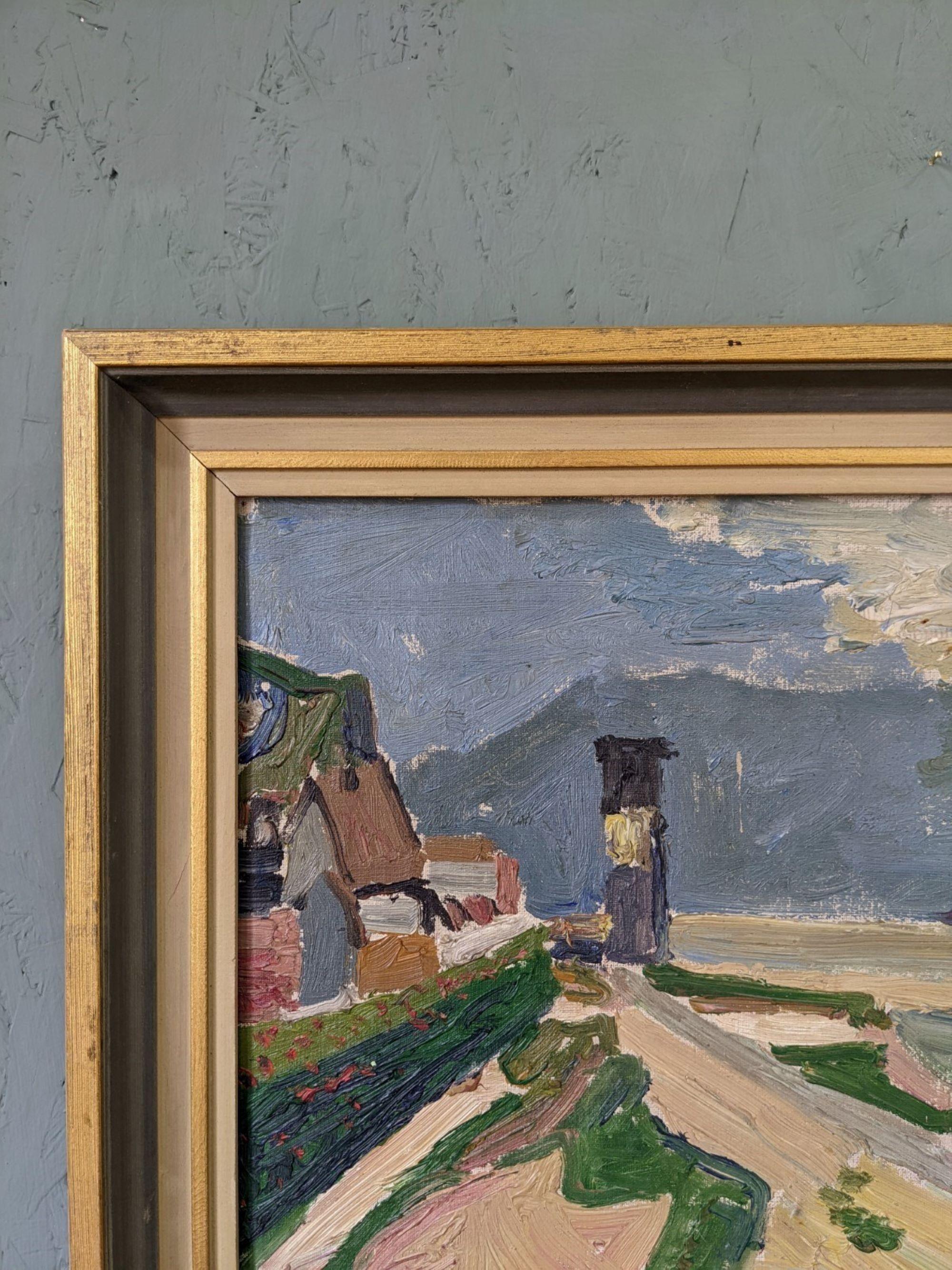Pintura al óleo costera sueca modernista vintage de mediados de siglo - Serenidad de marea baja 2