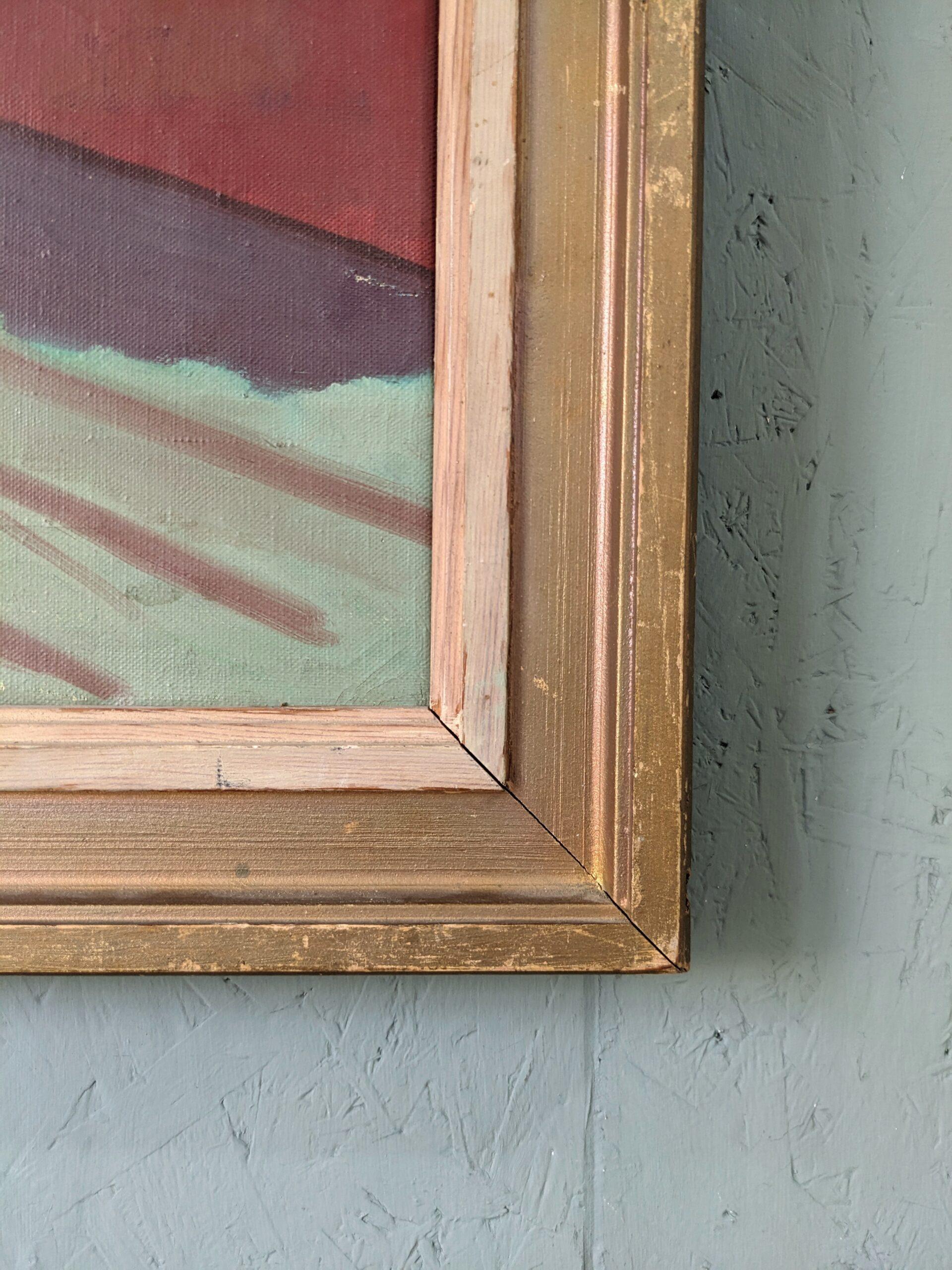 Vintage Mid-Century Modernist Swedish Oil Painting, The Station 3