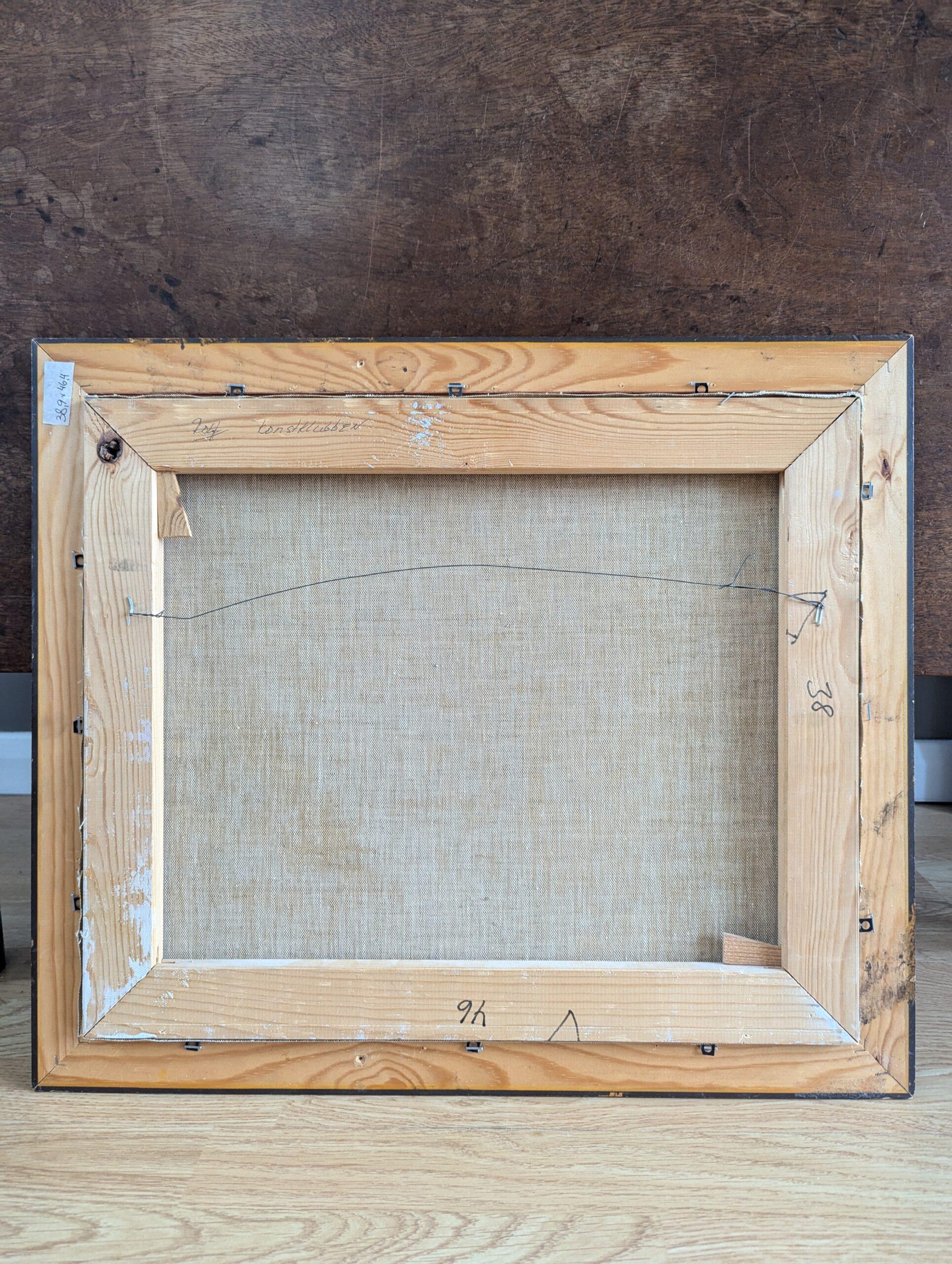 Pittura ad olio d'epoca con natura morta svedese della metà del secolo scorso - Il vaso di ceramica in vendita 7