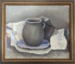 Vintage Mid-Century Modernist Swedish Still Life Oil Painting - The Ceramic Vase