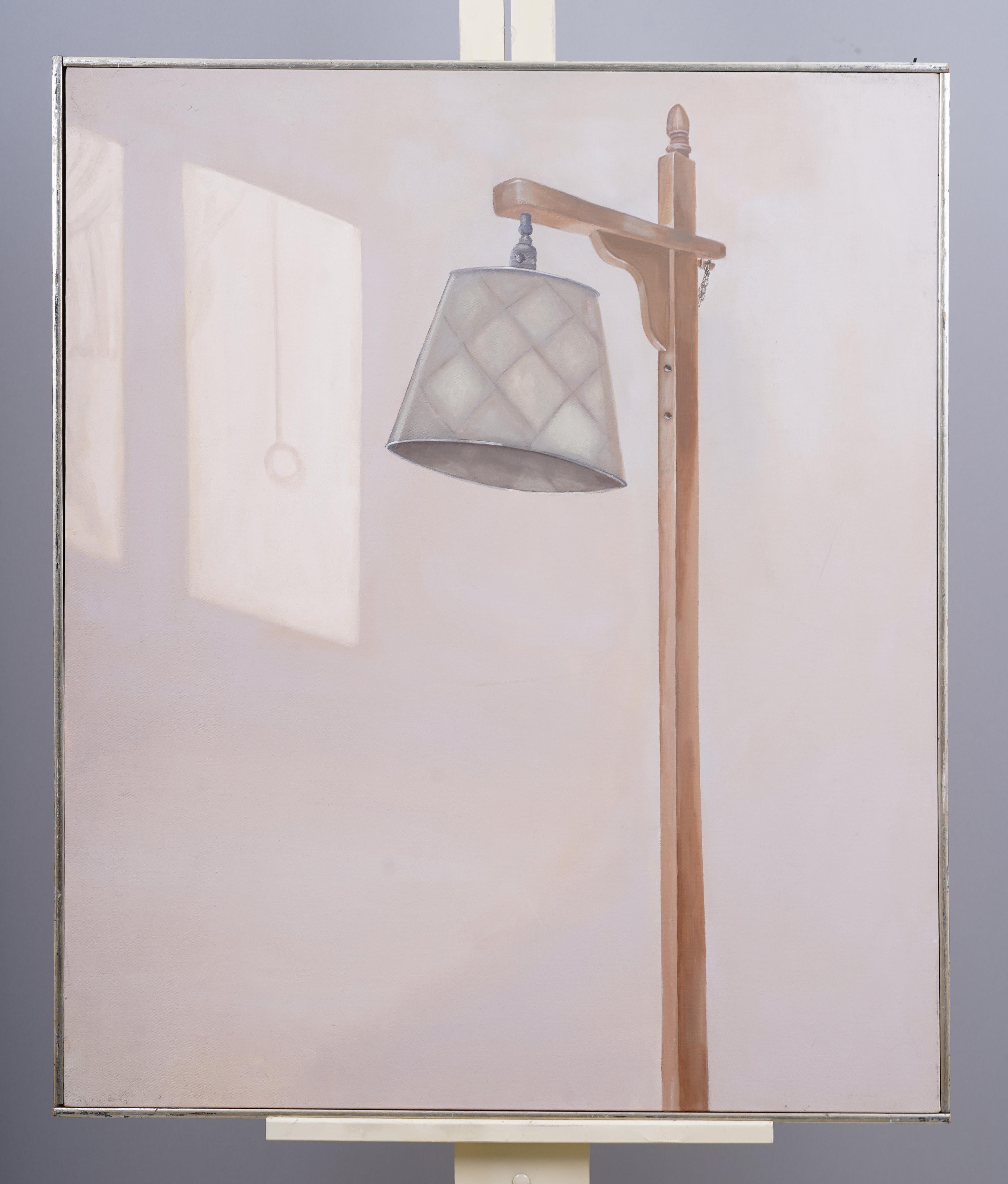 Vintage Mid-Century Modernist Trompe L'Oeil Signierte Interieur-Szene Realistisches Ölgemälde, Vintage (Realismus), Painting, von Unknown