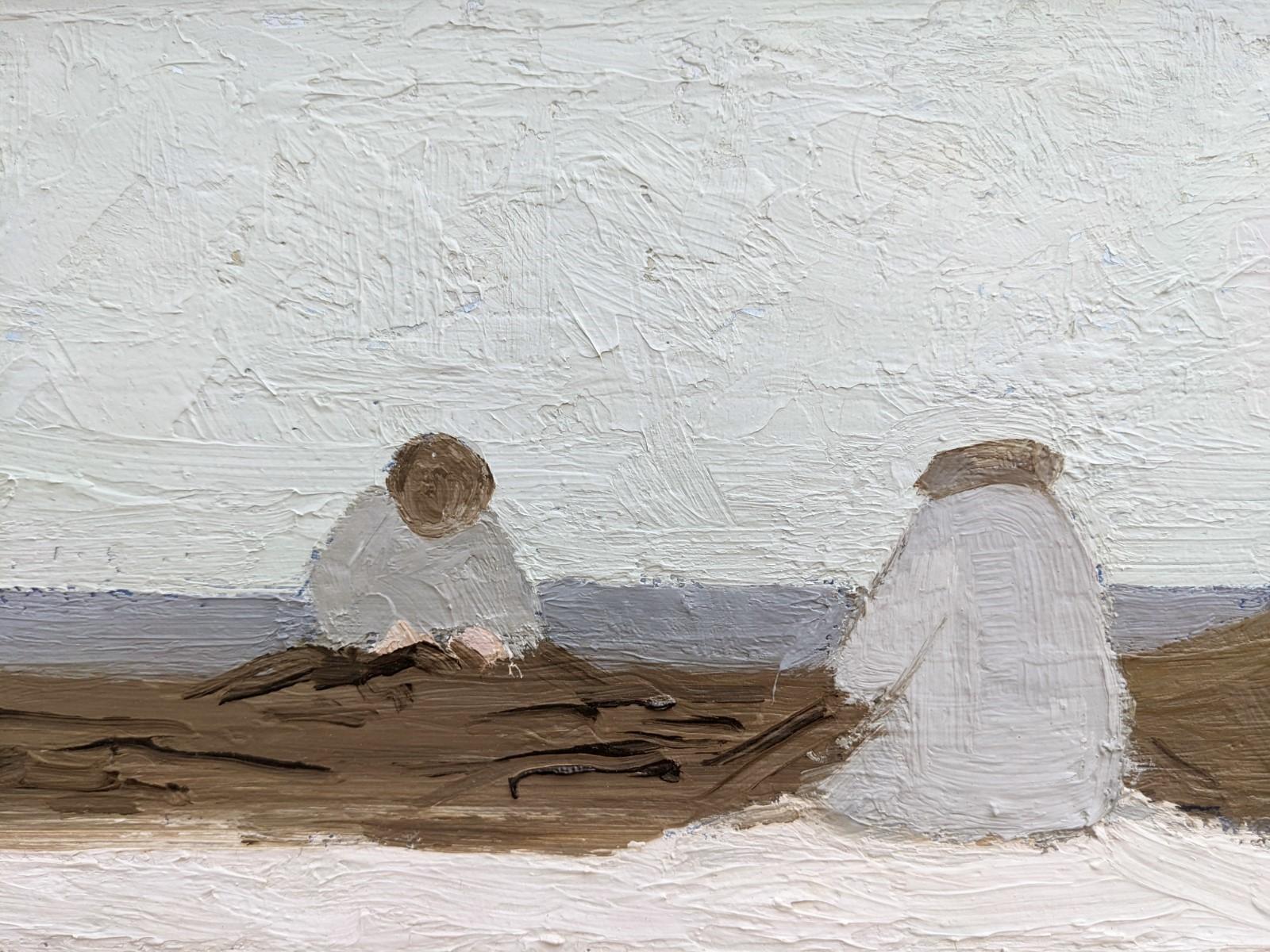 Peinture à l'huile suédoise encadrée, paysage marin du milieu du siècle - By the Shore 1