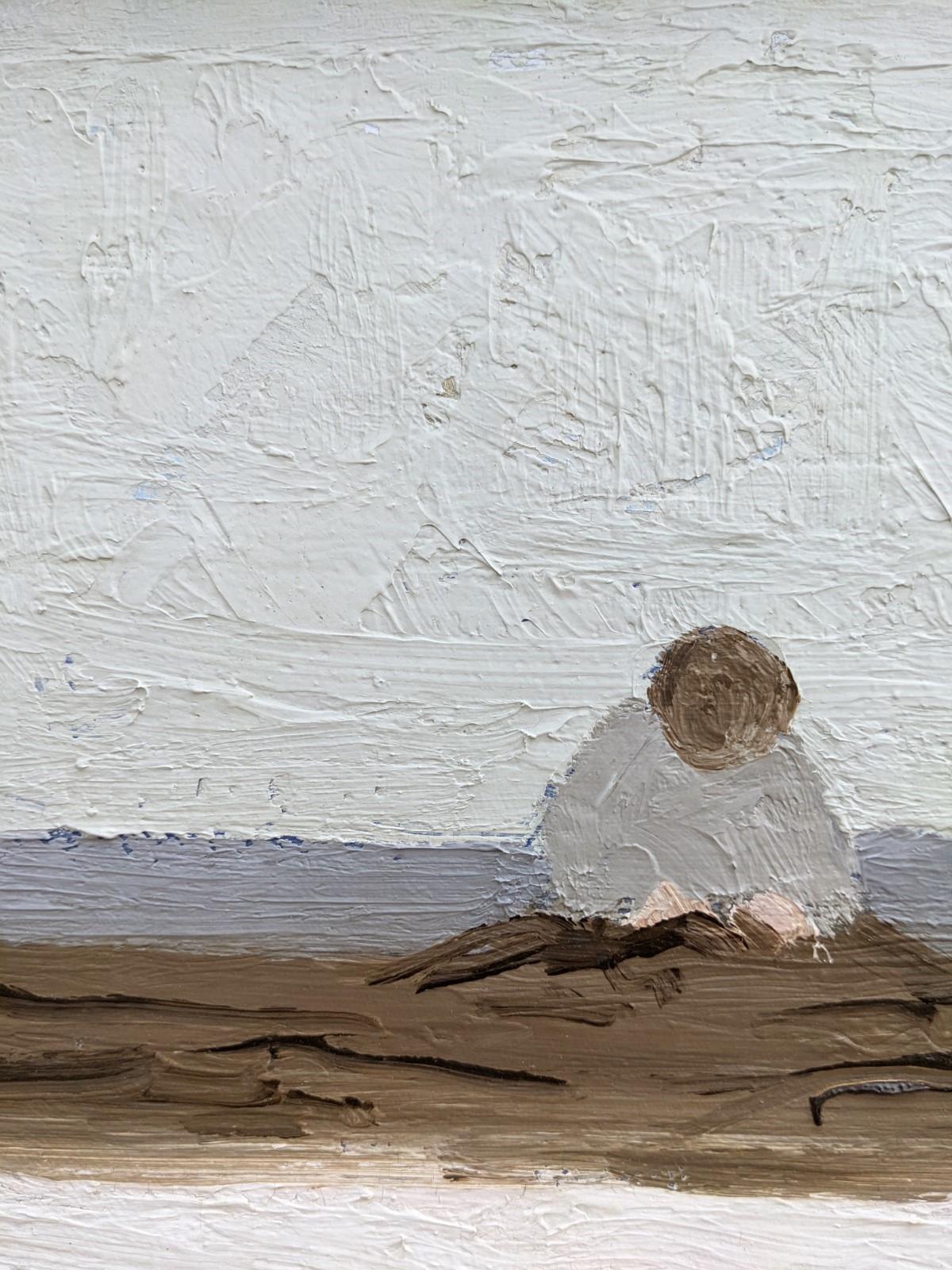 Peinture à l'huile suédoise encadrée, paysage marin du milieu du siècle - By the Shore 2