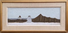 Vintage Mid Century Seascape Framed Swedish Oil Painting - By the Shore