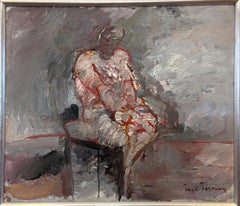 Used Mid-Century Swedish Abstract Figurative Framed Oil Painting - Enigma