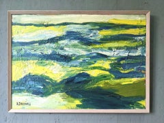 Vintage Mid-Century Swedish Abstract Framed Oil Painting - Waves
