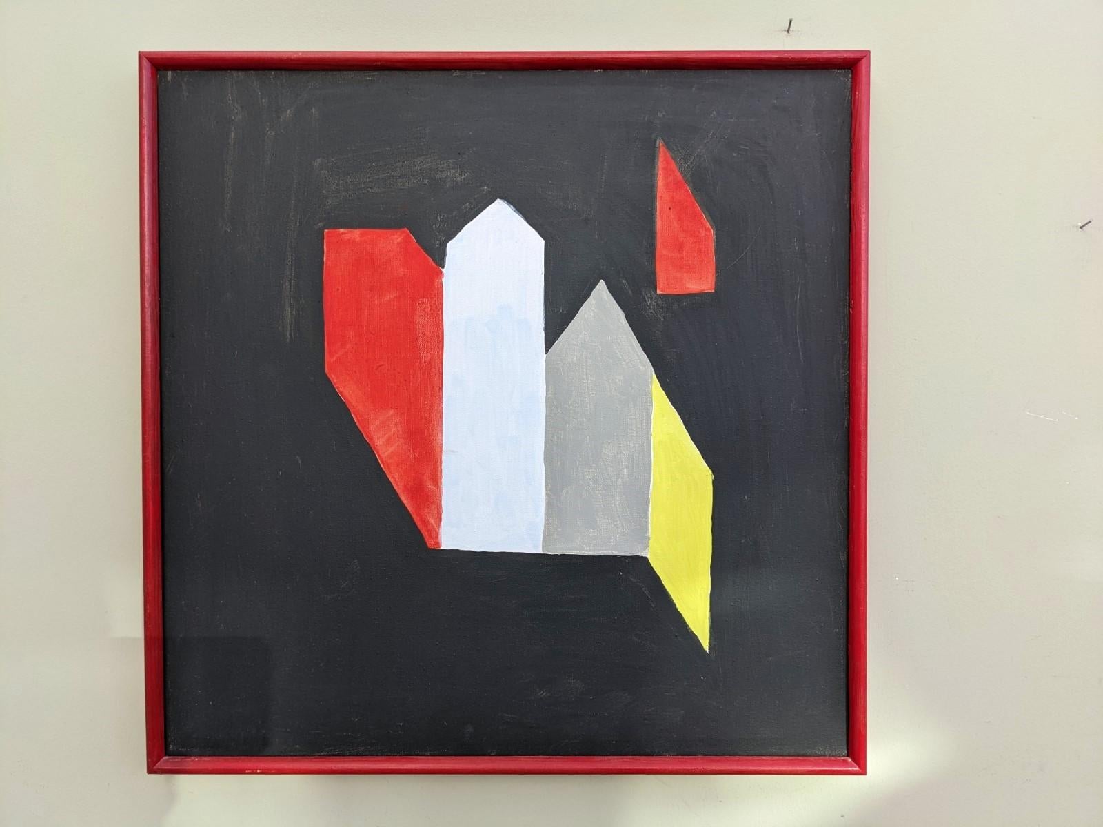 DIMENSION
Size: 52 x 52 cm (including frame)
Oil on canvas

A simple yet very effective abstract composition in oil, painted onto canvas.

A set of bright abstract forms sit against a black background, teasing our eyes into an optical illusion.