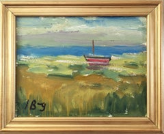Peinture à l'huile suédoise abstraite suédoise du milieu du siècle dernier - Coastal Splendour