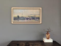 Schwedische abstrakte Meereslandschaft, Vintage-Ölgemälde, Mid-Century, Vintage, Geschichten aus dem Meer