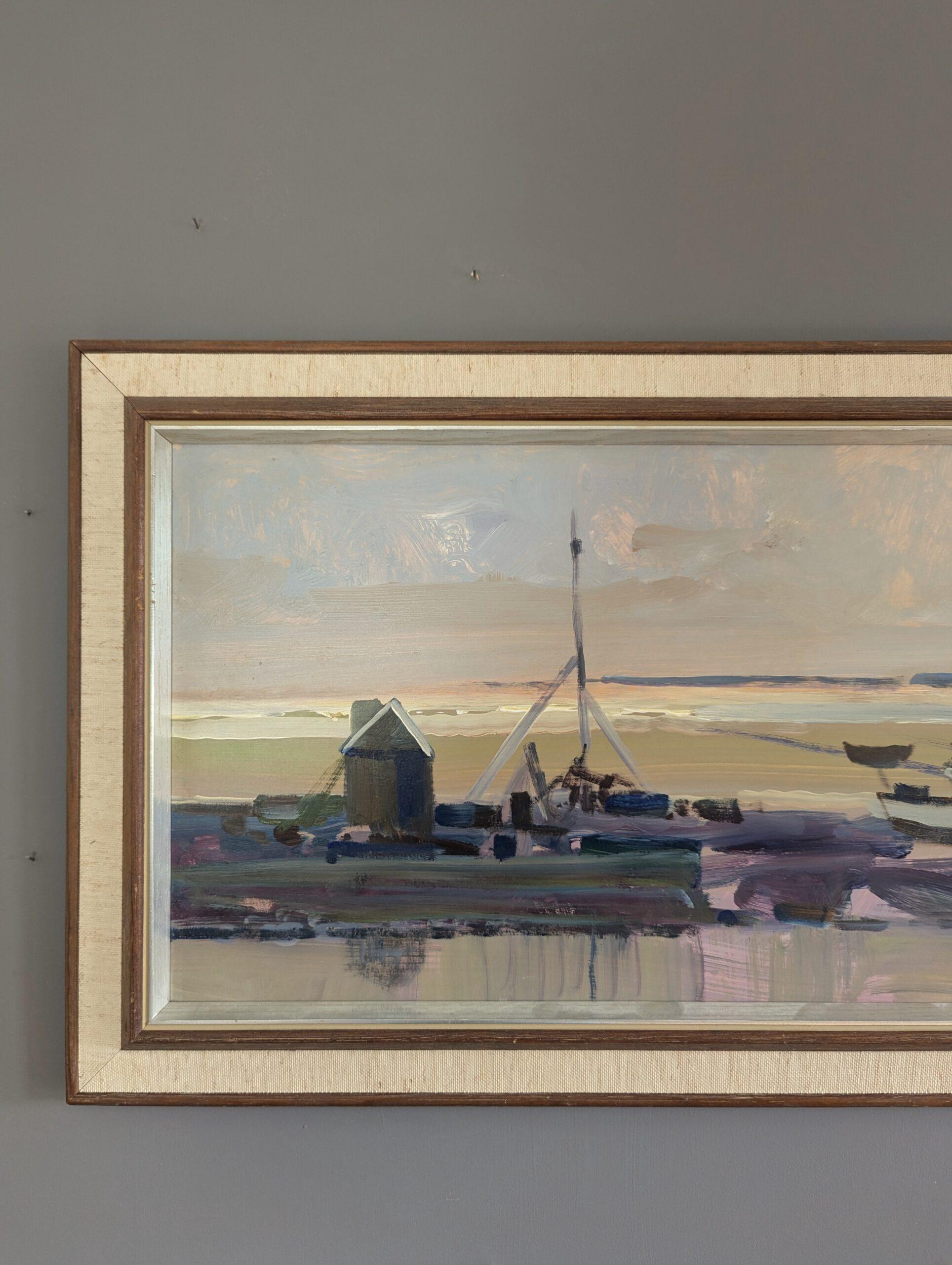 Pintura al óleo abstracta sueca de mediados de siglo - Cuentos del mar en venta 3