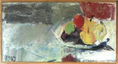 Pittura ad olio astratta di metà secolo svedese con natura morta - Painterly Harvest