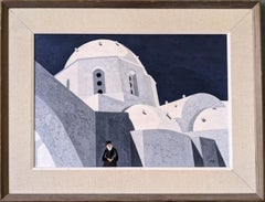 Vintage Mid-Century Swedish Architectural Framed Oil Painting - Majestic