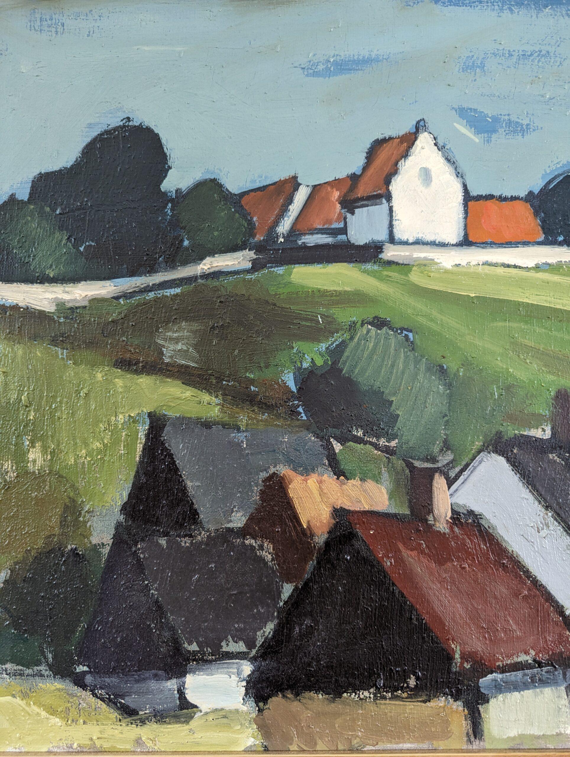 Vintage Mid-Century Swedish Expressive Landscape Oil Painting - Coastal Living For Sale 8