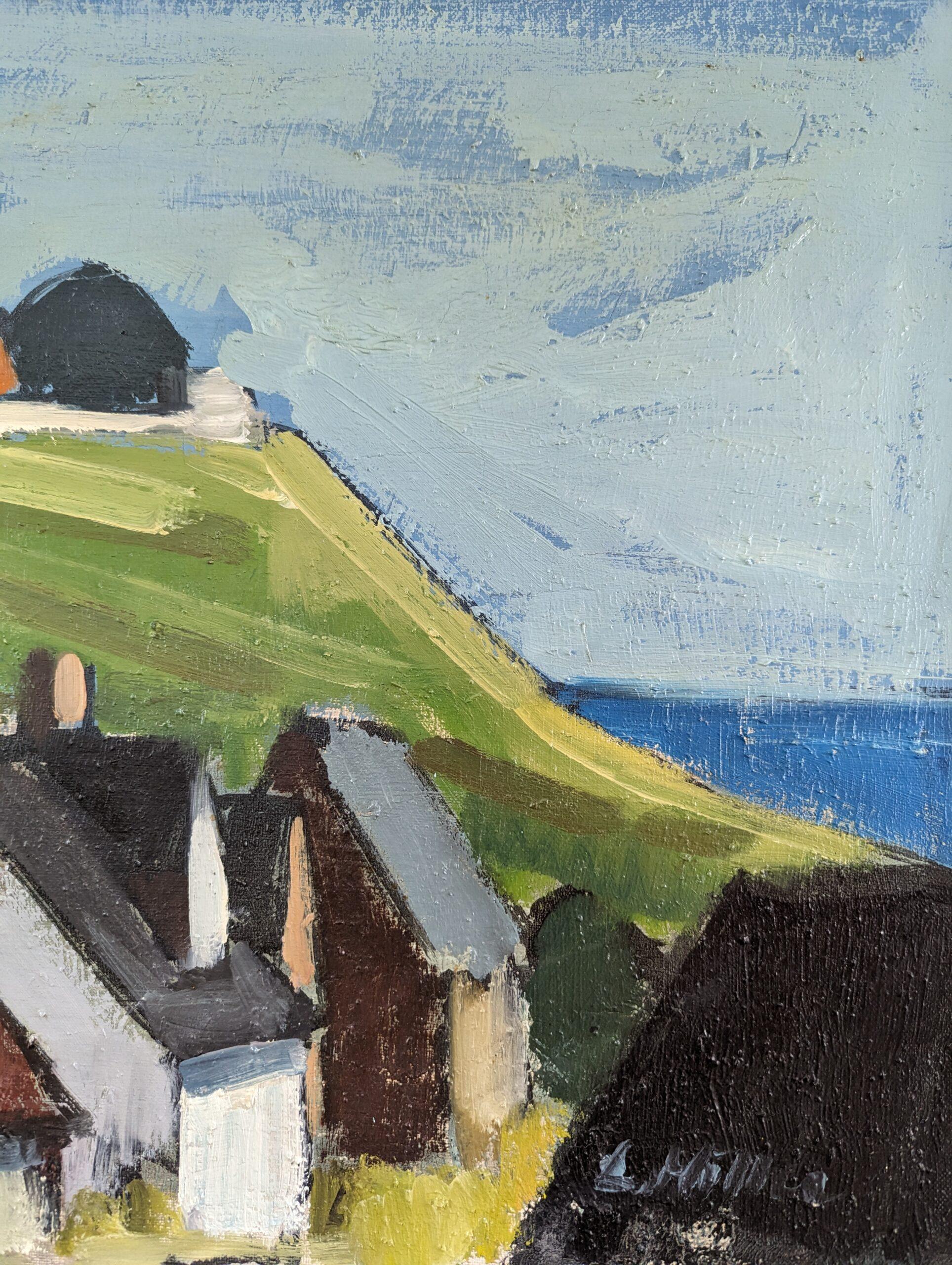 Vintage Mid-Century Swedish Expressive Landscape Oil Painting - Coastal Living For Sale 10
