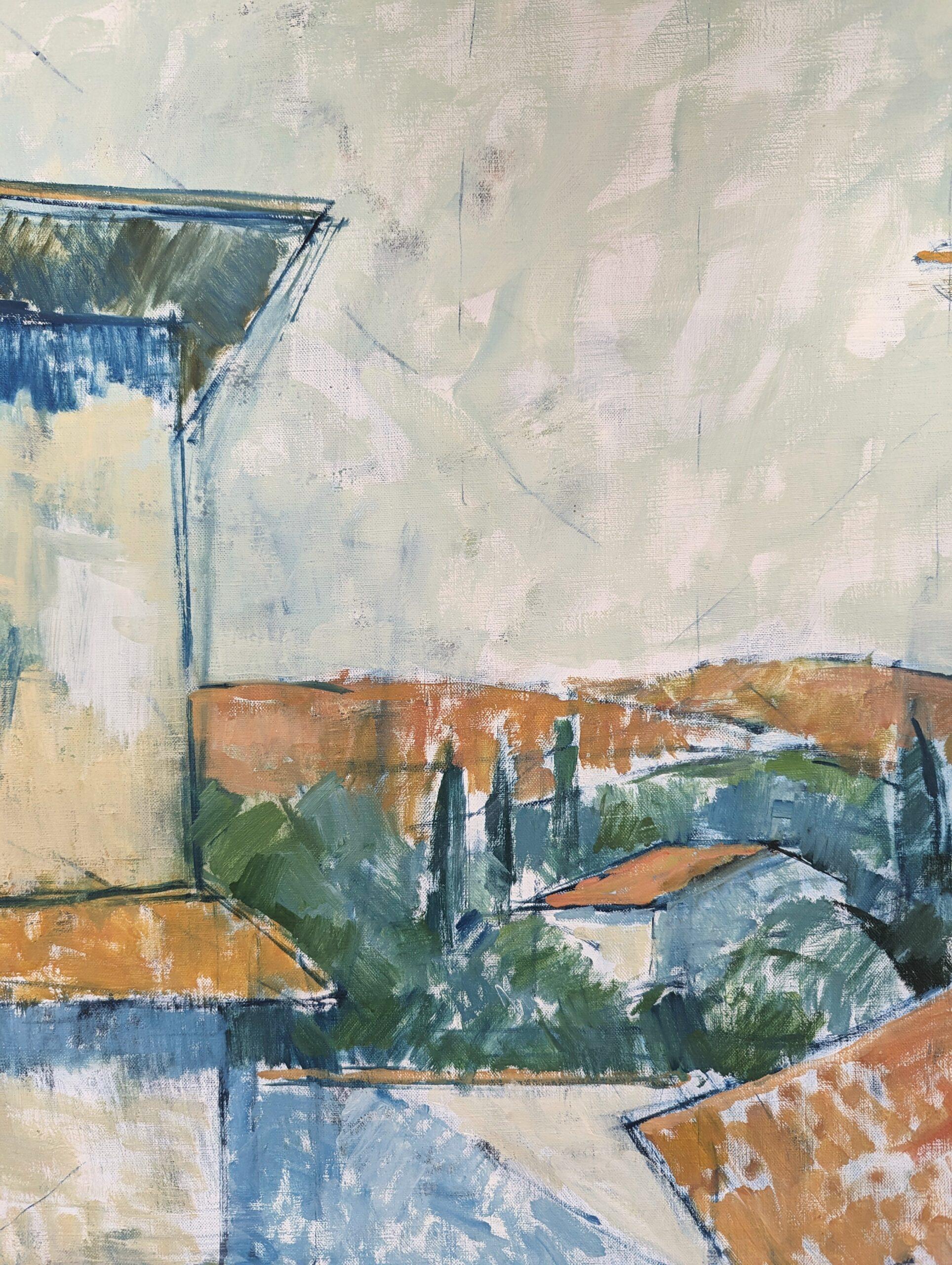 Vintage Mid-Century Swedish Expressive Landscape Oil Painting - Rustic Houses For Sale 7