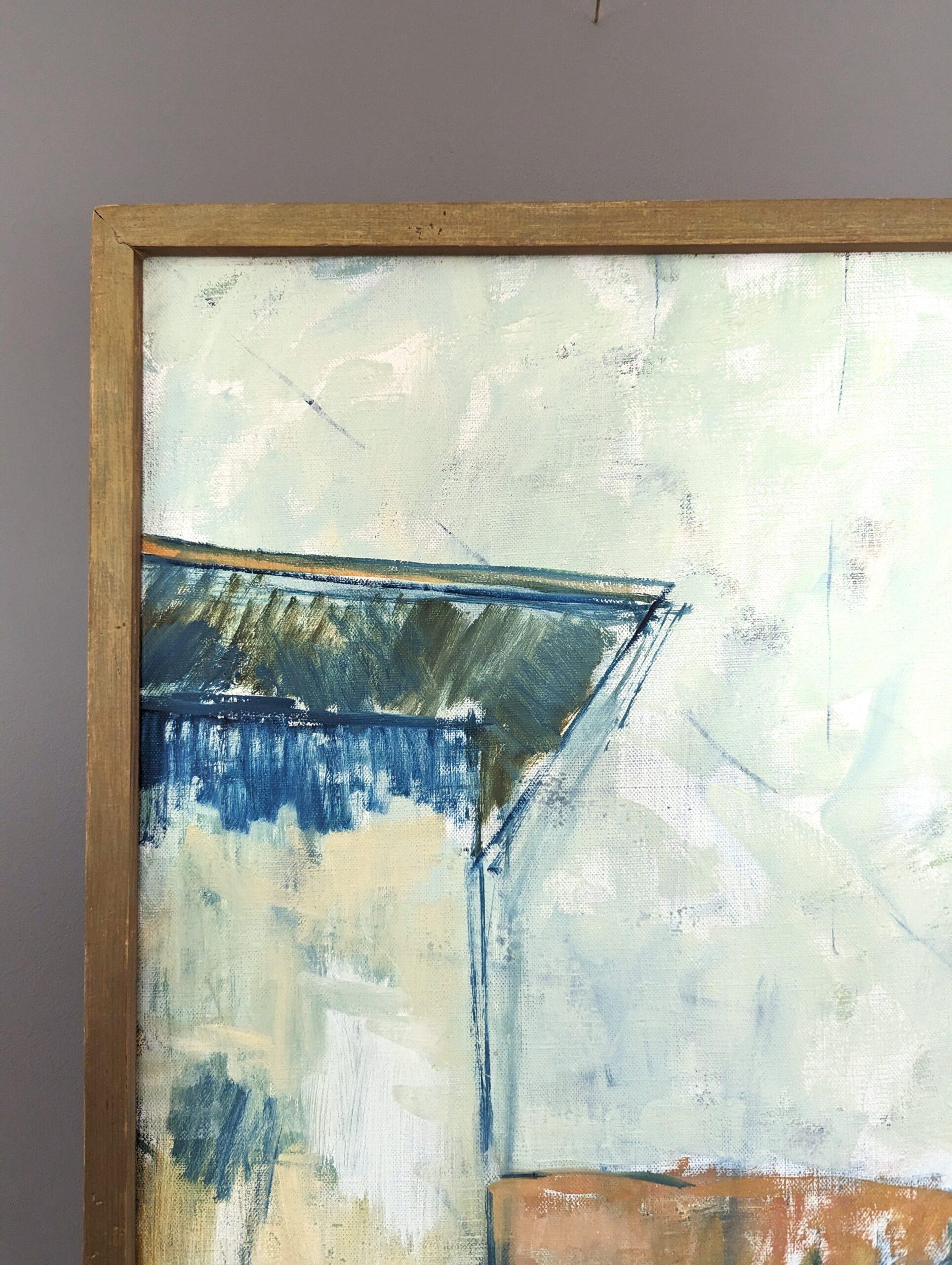 Vintage Mid-Century Swedish Expressive Landscape Oil Painting - Rustic Houses For Sale 2