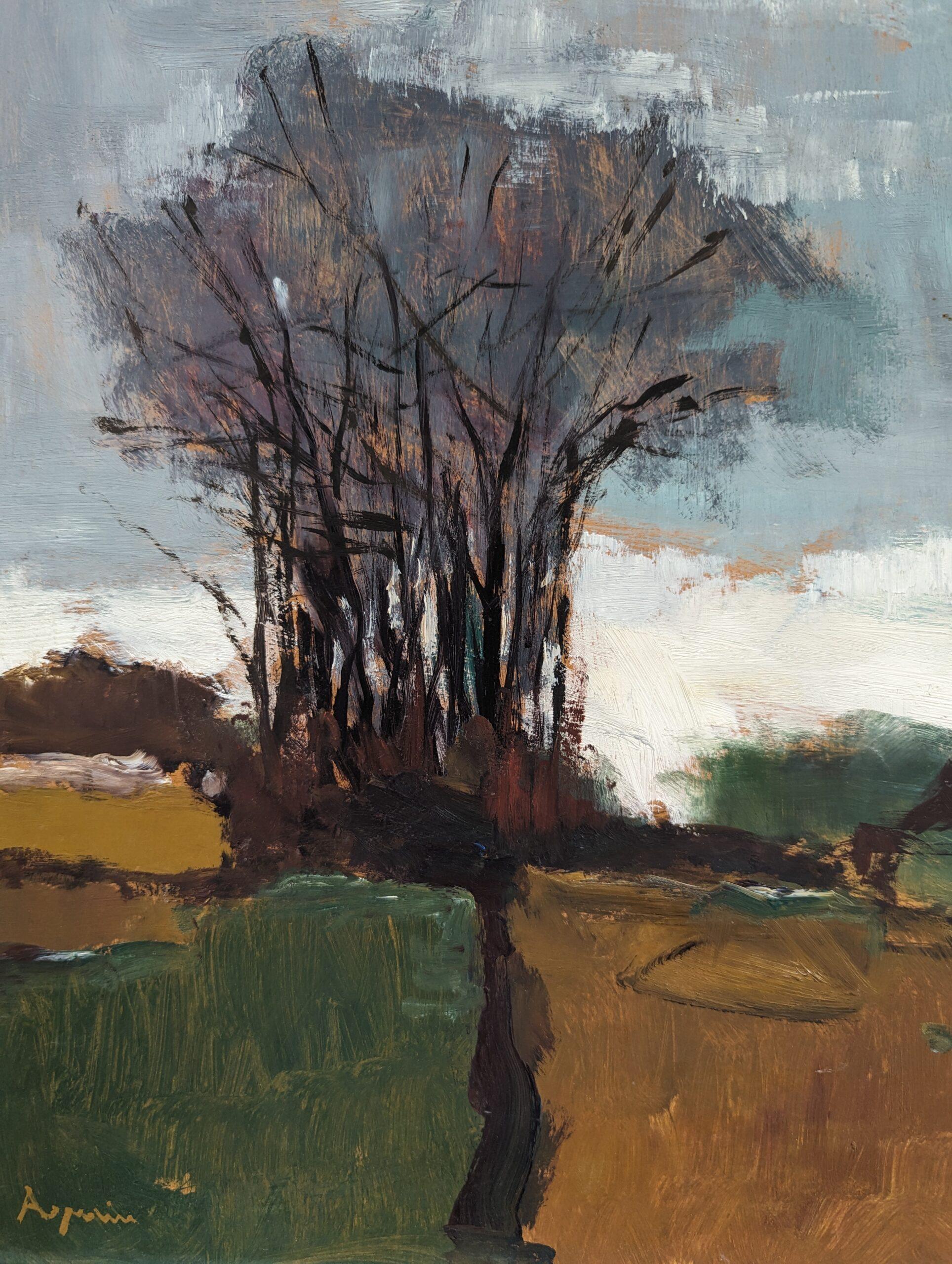 Pintura al óleo sueca vintage de mediados de siglo sobre un paisaje expresivo - The Grove 5