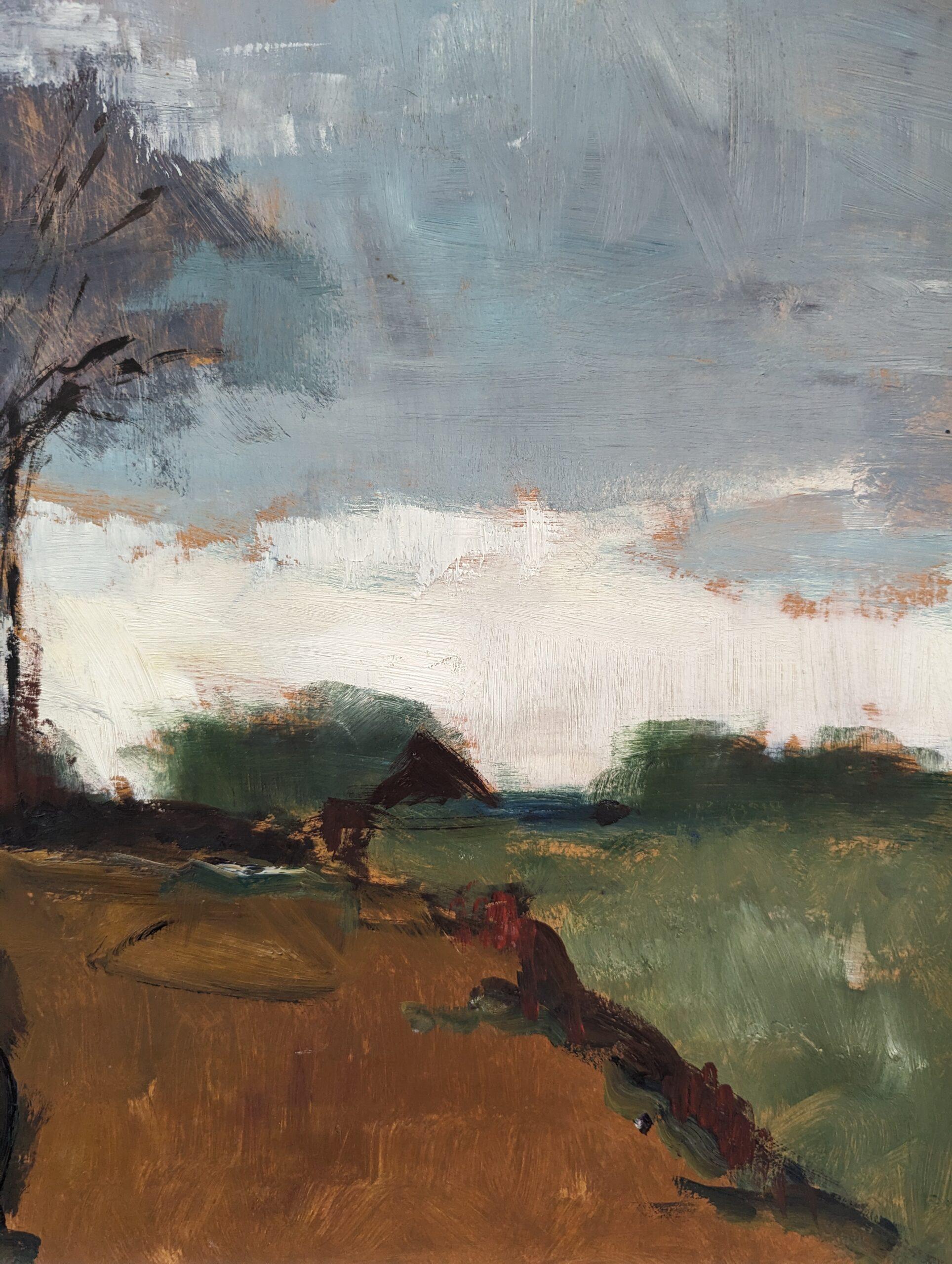 Pintura al óleo sueca vintage de mediados de siglo sobre un paisaje expresivo - The Grove 6