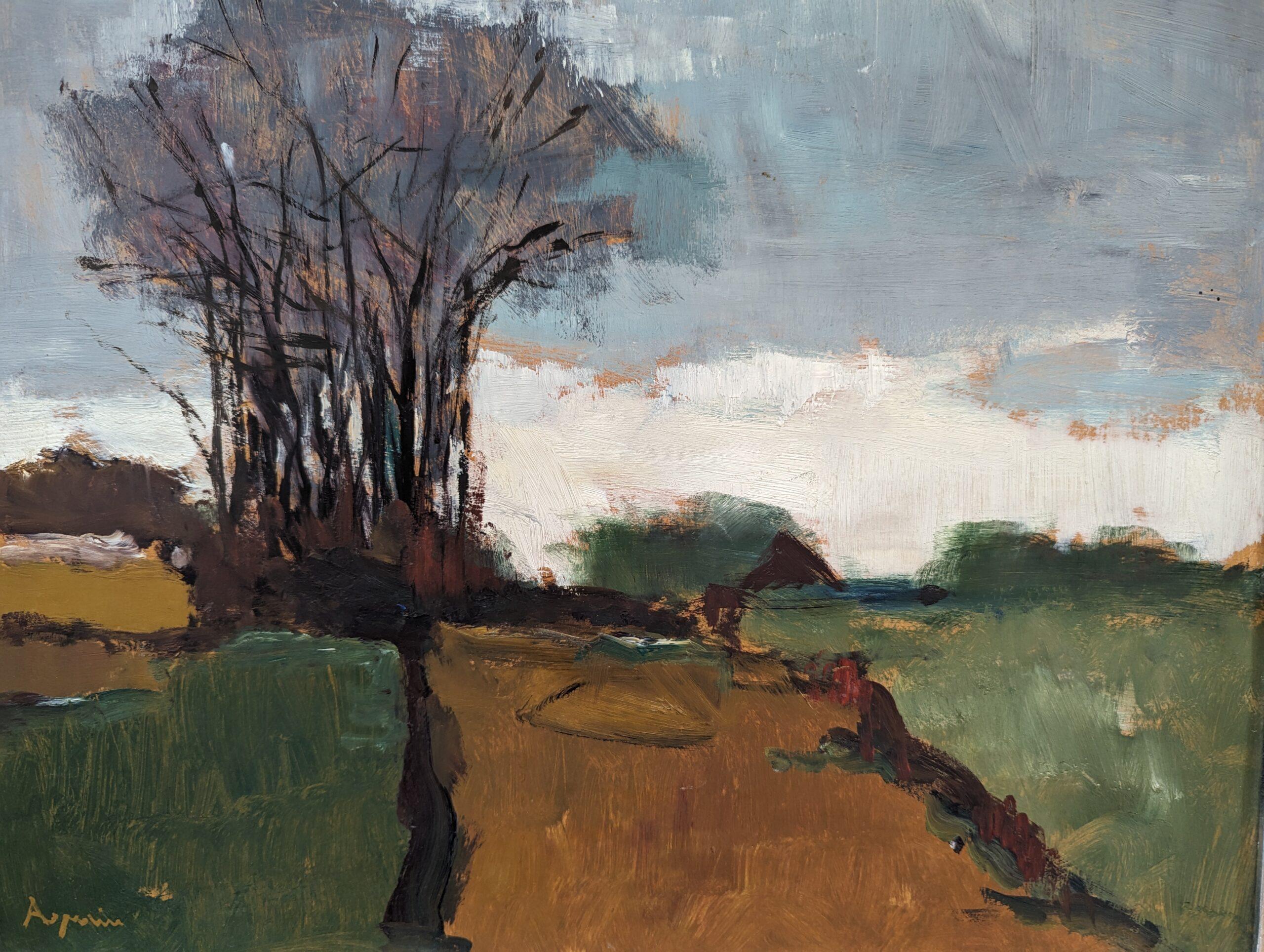 Pintura al óleo sueca vintage de mediados de siglo sobre un paisaje expresivo - The Grove 4