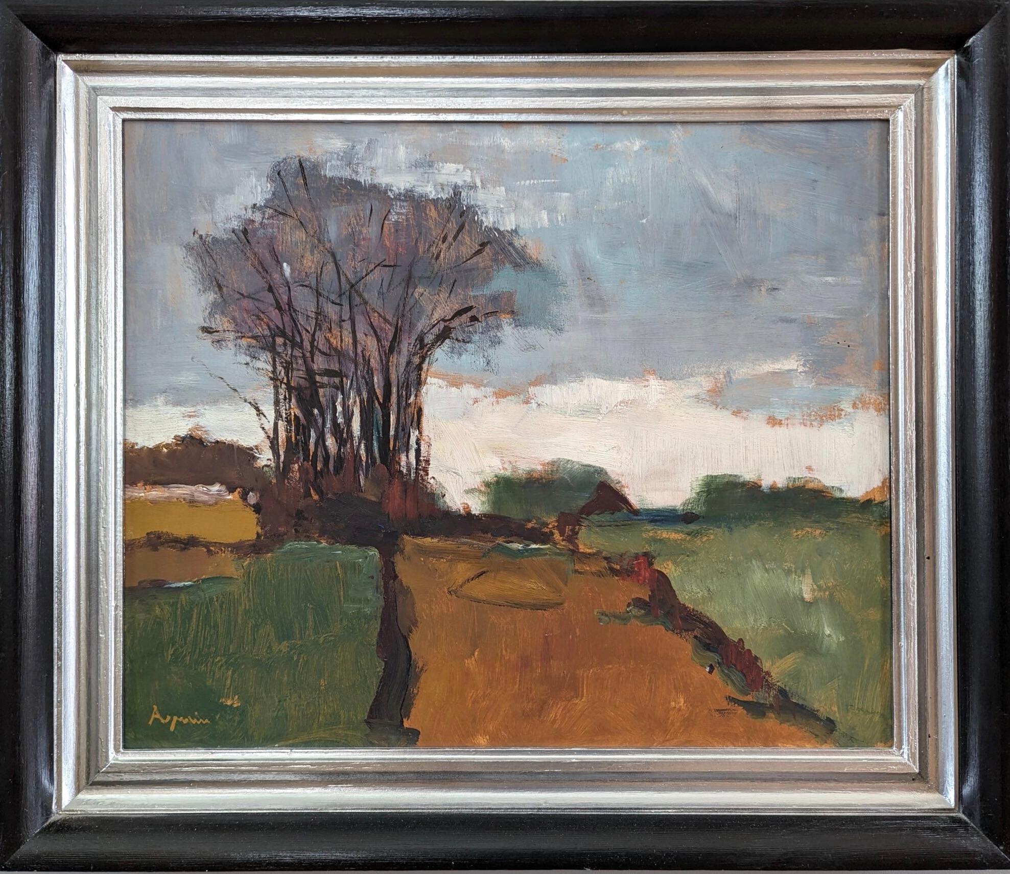 Unknown Landscape Painting - Vintage Mid-Century Swedish Expressive Landscape Oil Painting - The Grove