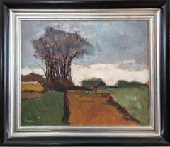 Peinture à l'huile suédoise de paysage expressionniste du milieu du siècle dernier - The Grove
