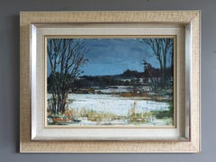 Vintage Mid Century Swedish Expressive Landscape Oil Painting - Winter Light