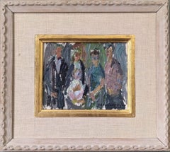 Vintage Mid-Century Swedish Figurative Framed Oil Painting - Family Portrait