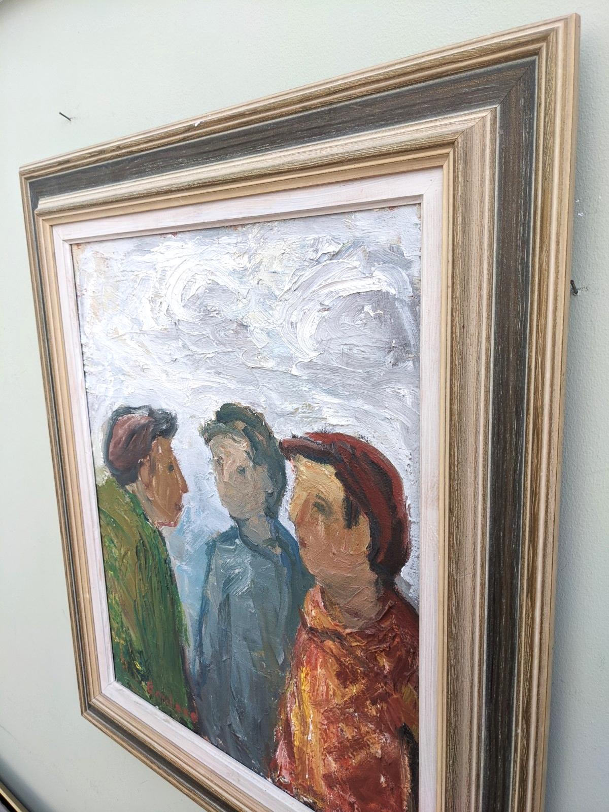 Vintage Mid-Century Swedish Figurative Framed Oil Painting - In Good Company 1
