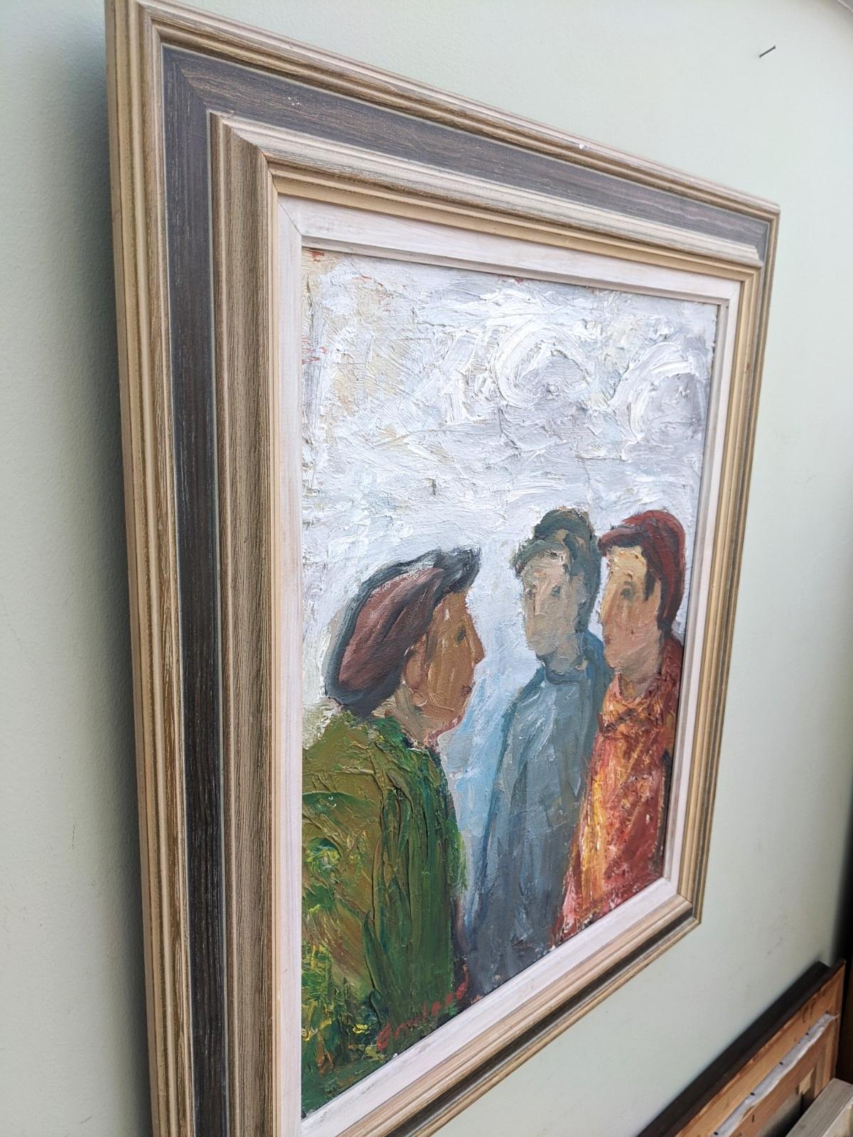 Vintage Mid-Century Swedish Figurative Framed Oil Painting - In Good Company 2