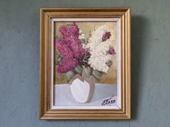 Vintage Mid-Century Swedish Floral Still Life Oil Painting - Hyacinths