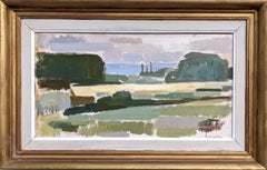 Vintage Mid-Century Swedish Framed Abstract Landscape Oil Painting - Fairfield